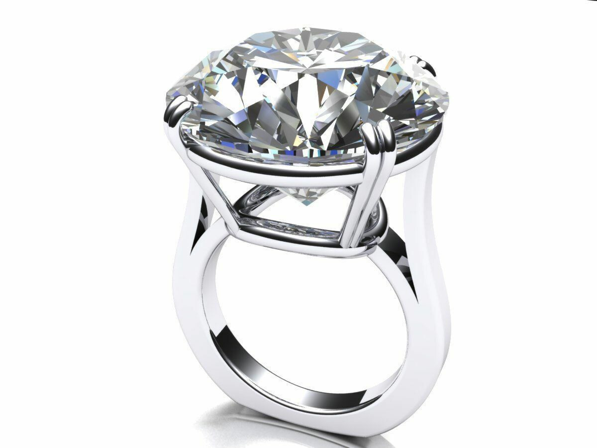Nice Looking Big Round White Stone Simple Womens High Polish Simple Silver Ring