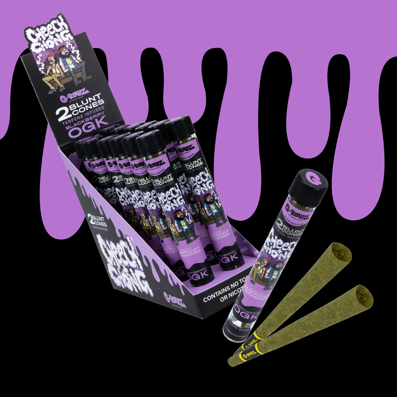 Cheech & Chong™ x G-ROLLZ Organic Pre-rolled Cones | Blackberry OGK | King Size