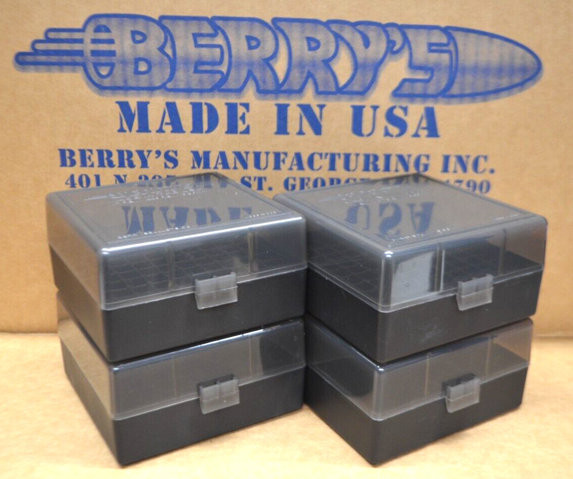 4 x .300 Blackout-.223-556 ammo boxes 100 rnd storage (SMOKE-BLACK)