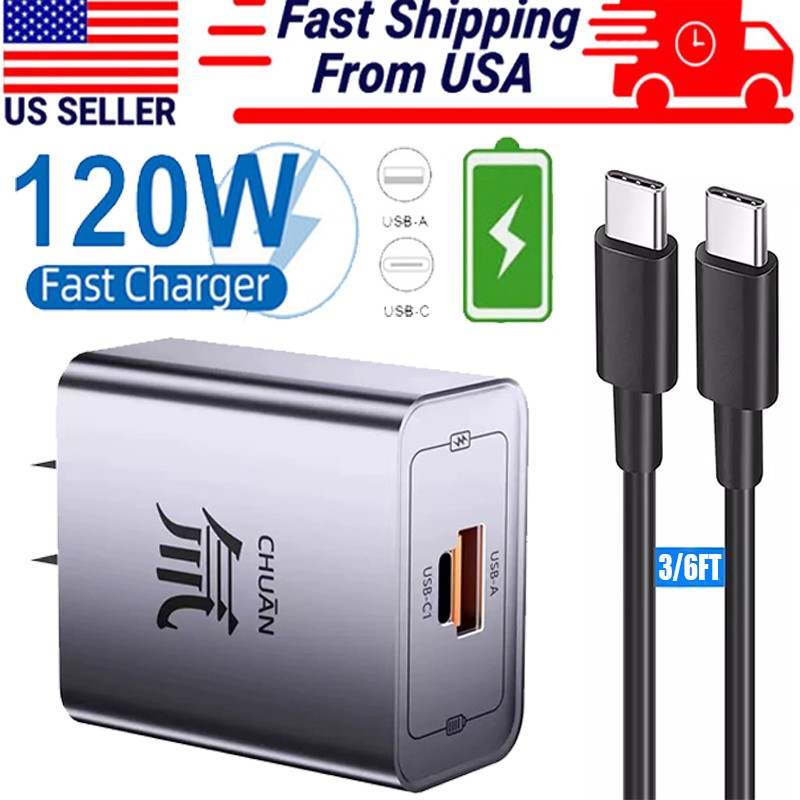 120W Fast Charging Block Type C Wall Charger For iPhone 17 Pro Max 16 15 13 Pro