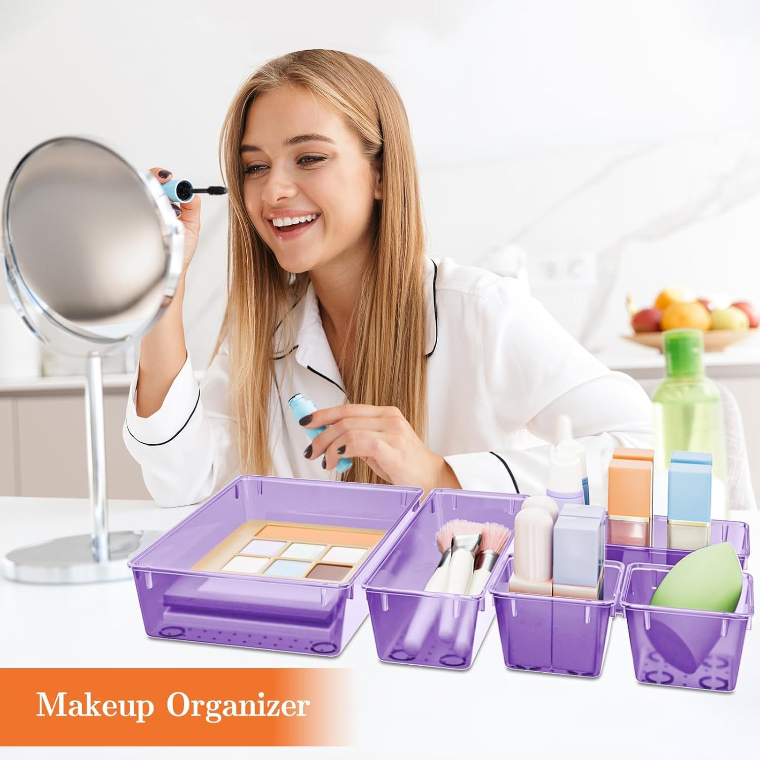 25 PCS Plastic Drawer Organizer Set, 4-Size Versatile Organizer Trays & Storage