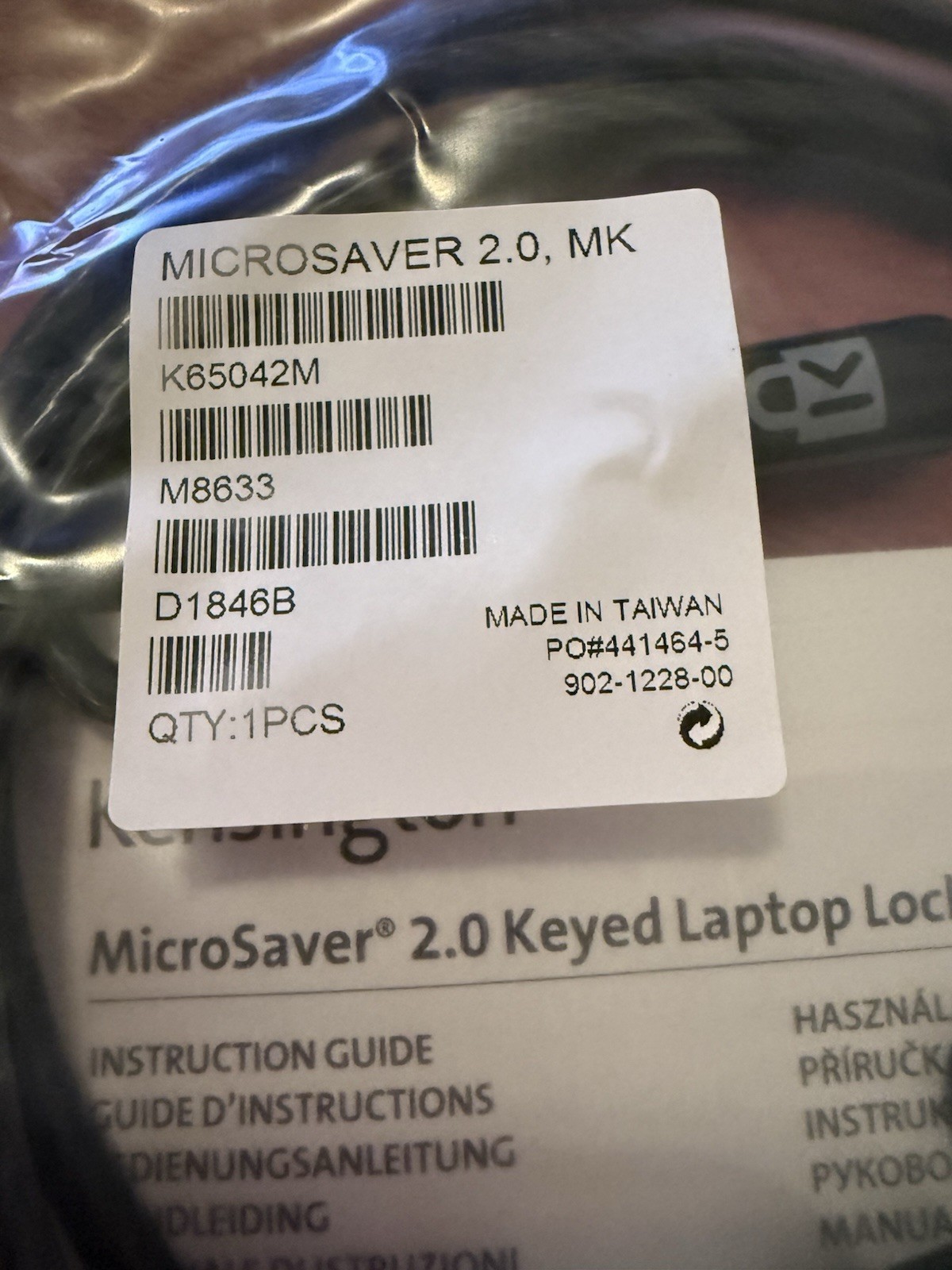 Kensington Laptop Computer MicroSaver Security Cable W/lock +Key #K65042M NEW