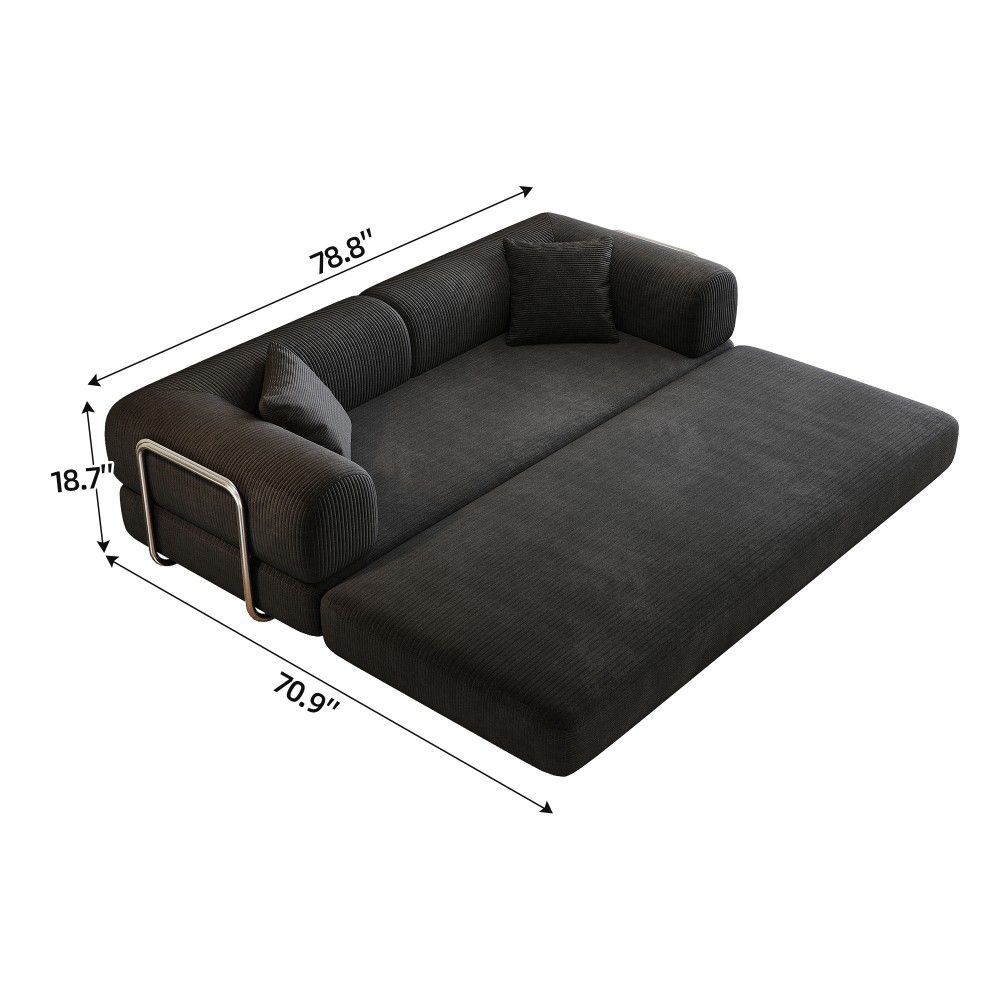 Compression Sofa, Convertible Floor Sofa Bed, Futon Couch Sleeper Bed, Black