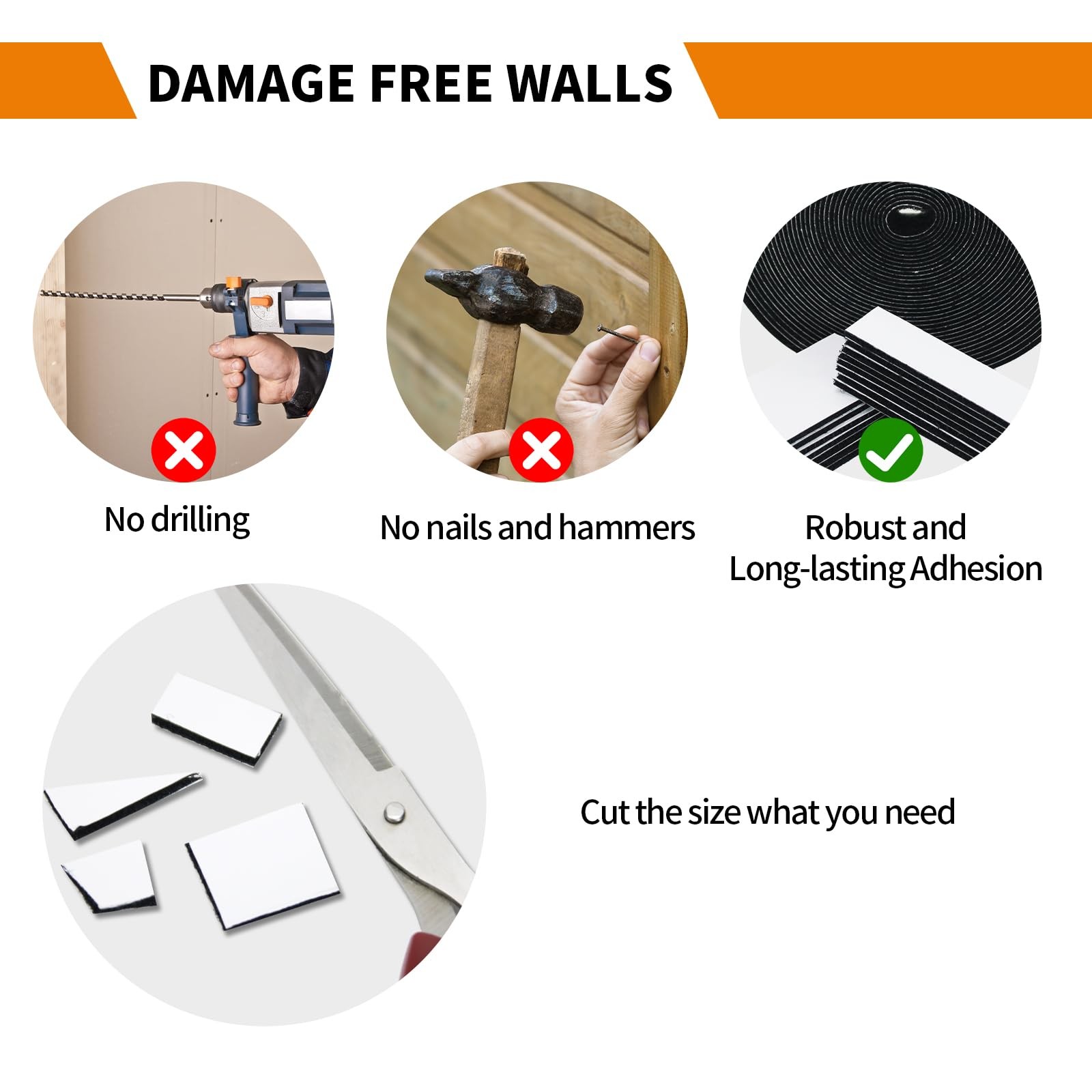 20 Pack 1x4 Inch Hook and Loop Strips with Adhesive Fasten Mounting Tape