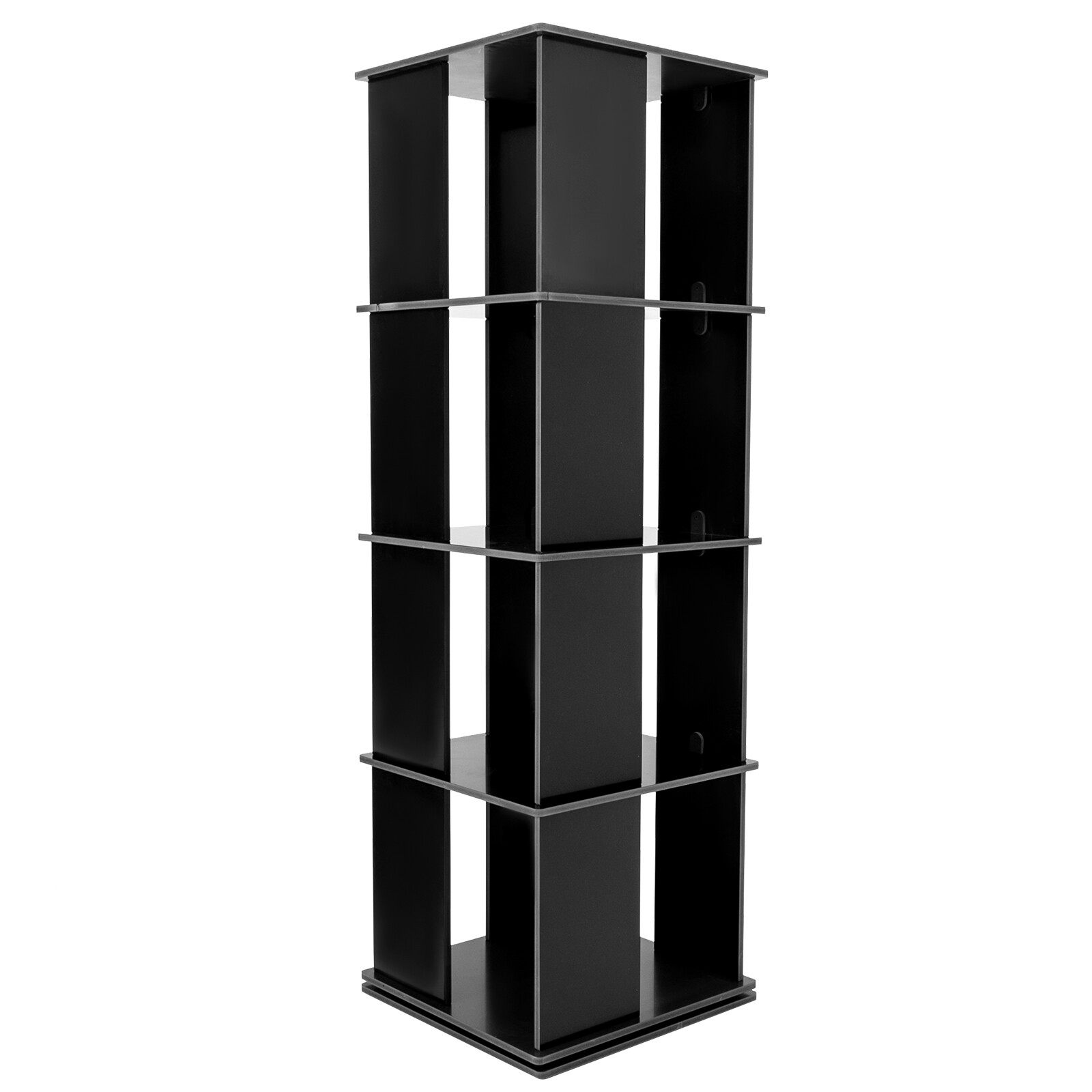 Black Bookcase Storage Shelf 360° Rotating Bookshelf Freestanding Display Rack