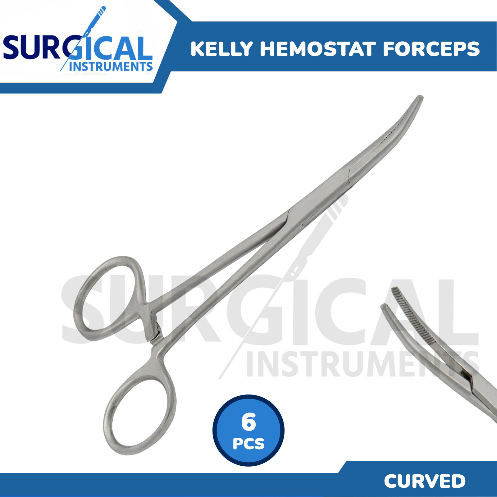 6 Kelly Hemostat Forceps 5.50" Curved Surgical Dental Instruments German Grade