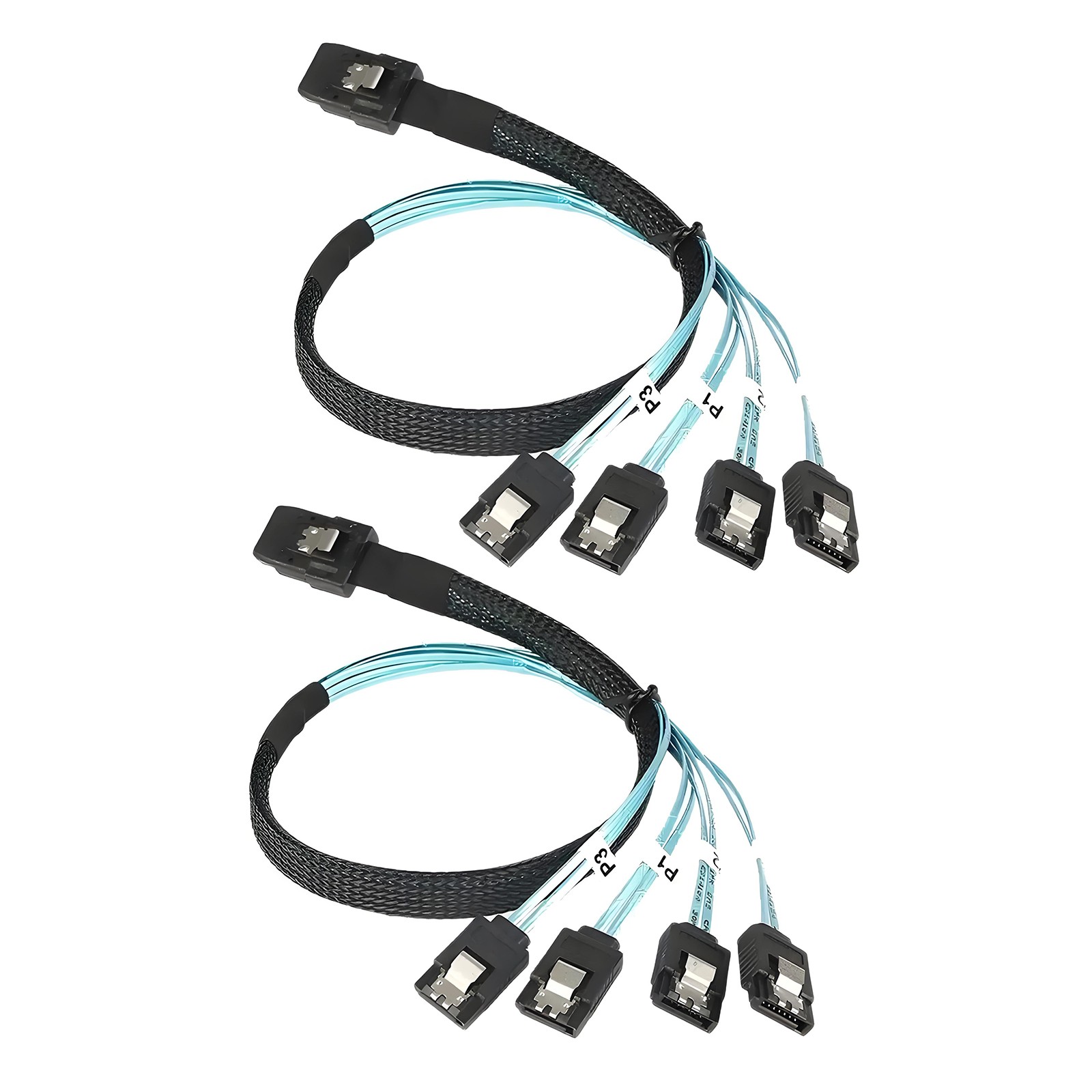 2x Mini SAS to 4-SATA SFF-8087 Multi-Lane Forward Breakout Internal Cable 50CM