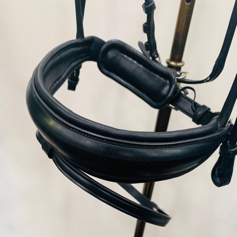 Dion Special Dressage Snaffle Bridle (Round Leather) Black/OVER