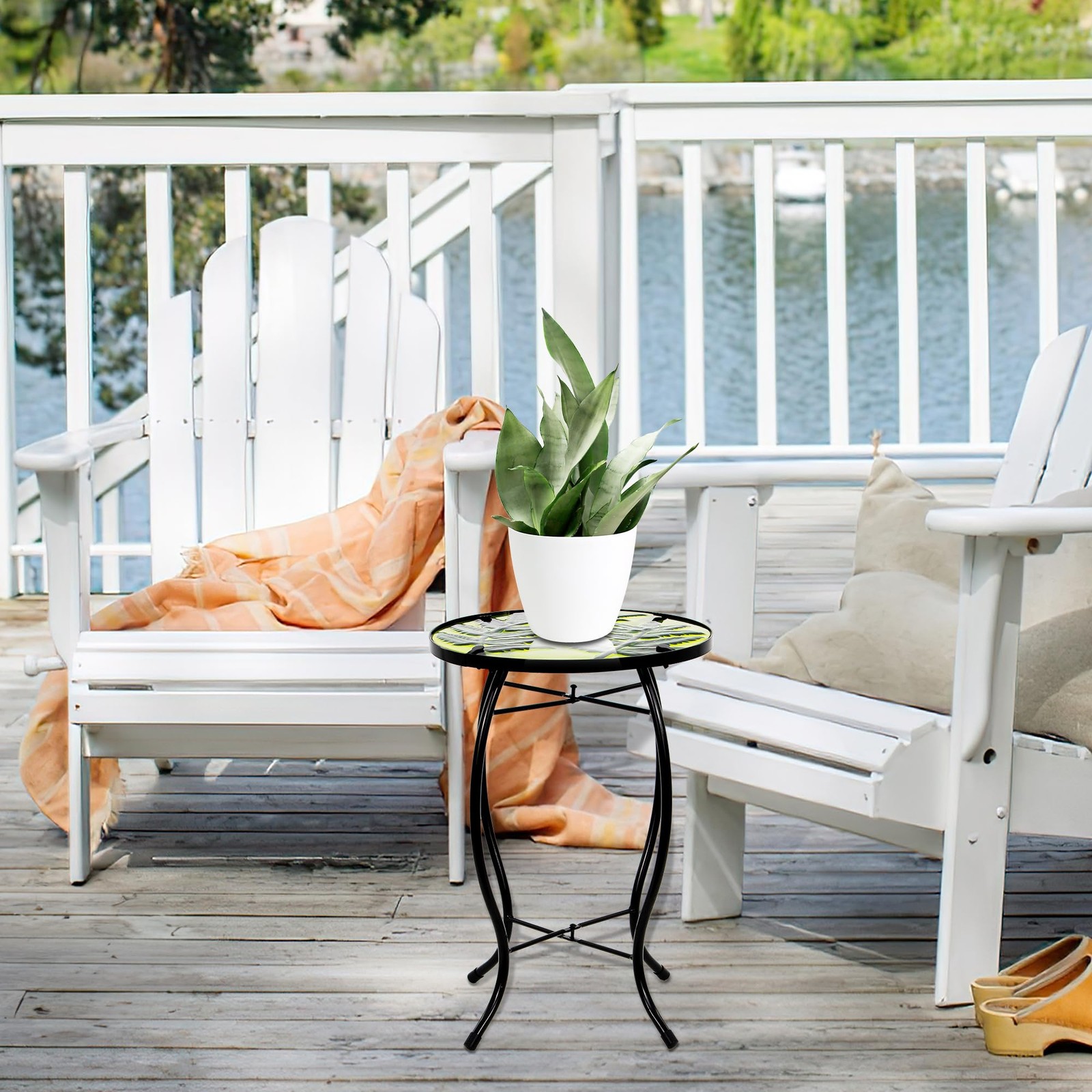 Subtropical Leaf Patio Table,Outdoor Side Table,Outdoor Bar Table