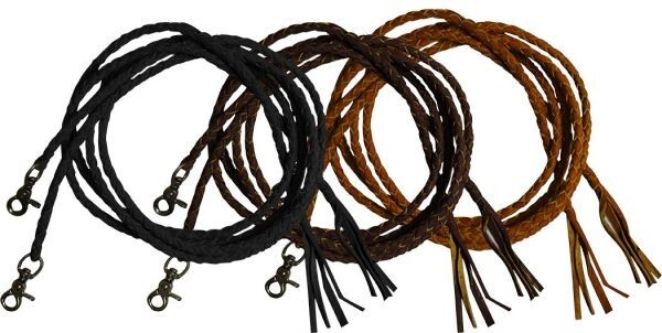BRAIDED SPLIT REINS 6.5' Western Leather with Scissor Snap Ends
