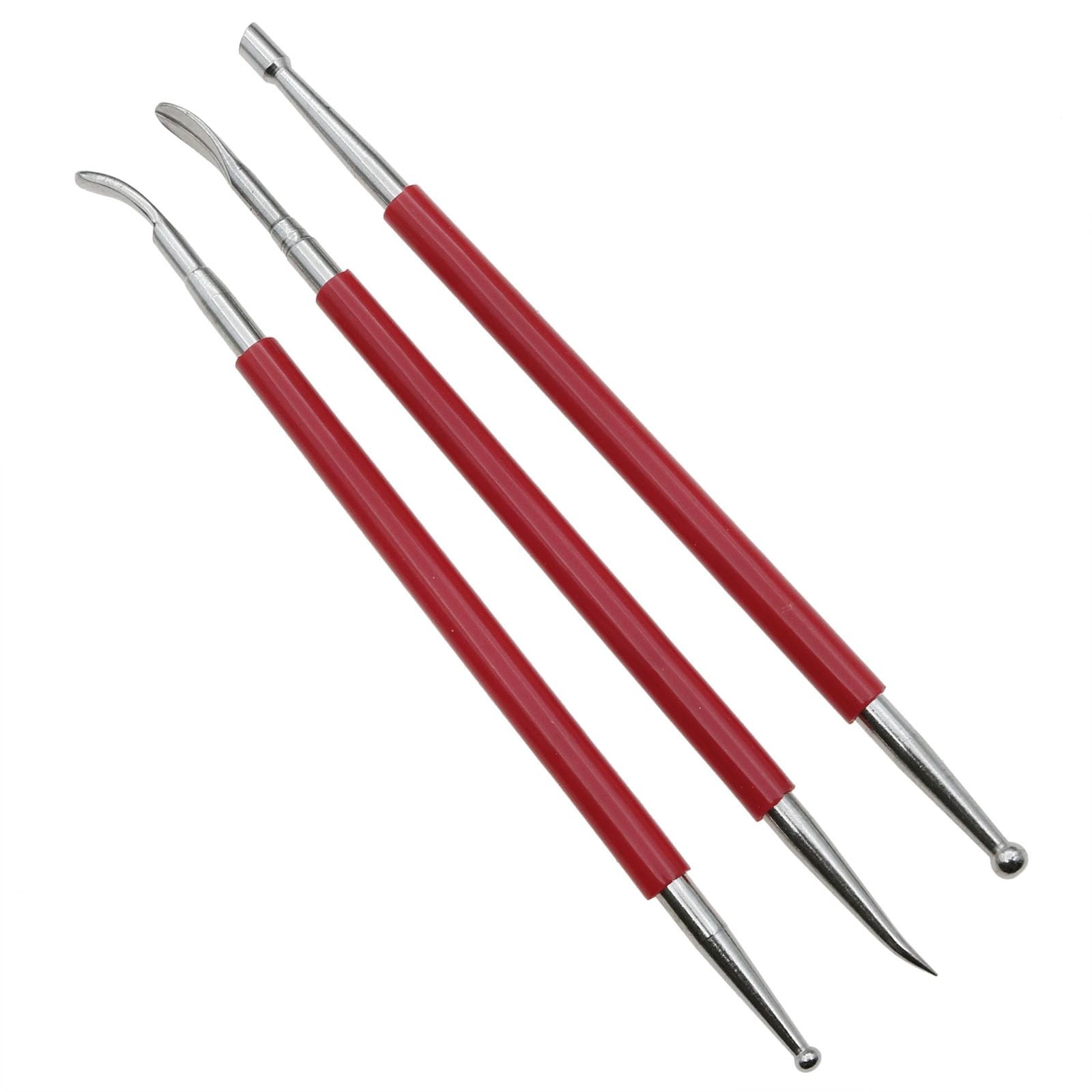 3 PCS Leather Press Rub Tool Stainless Steel Leather Carving Modelling Tools ...