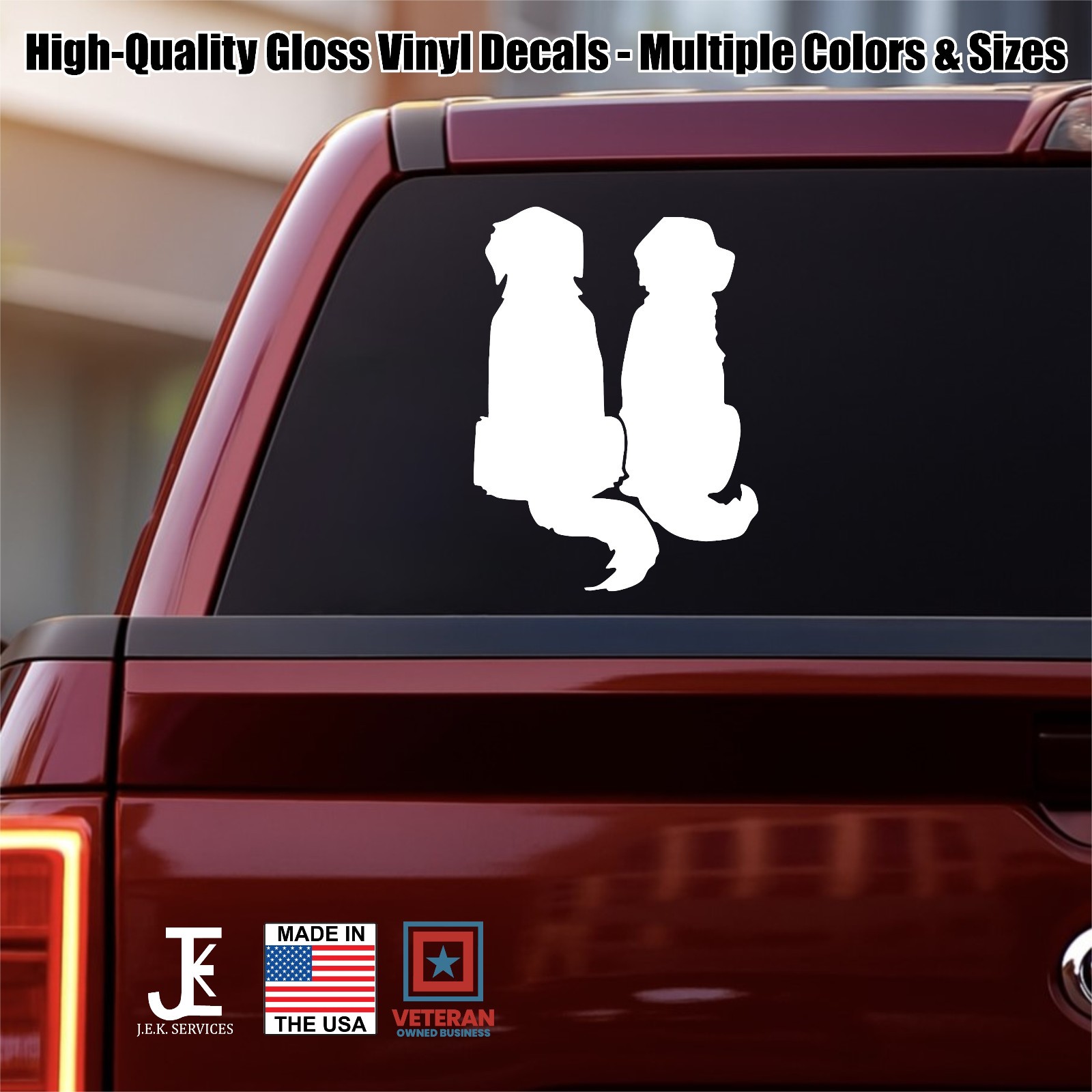 Two Golden Retriever Dogs Car/Truck Vinyl Decal – Dog Sticker –Pick Size & Color