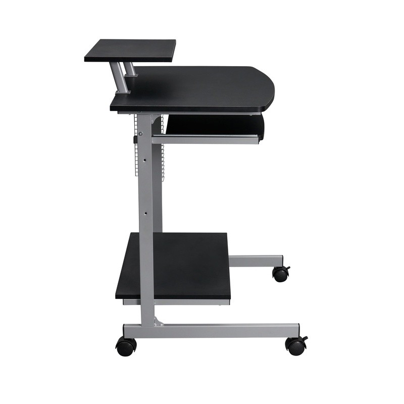 Compact Computer Cart Rolling Workstation Adjustable Shelf Keyboard Tray Storage
