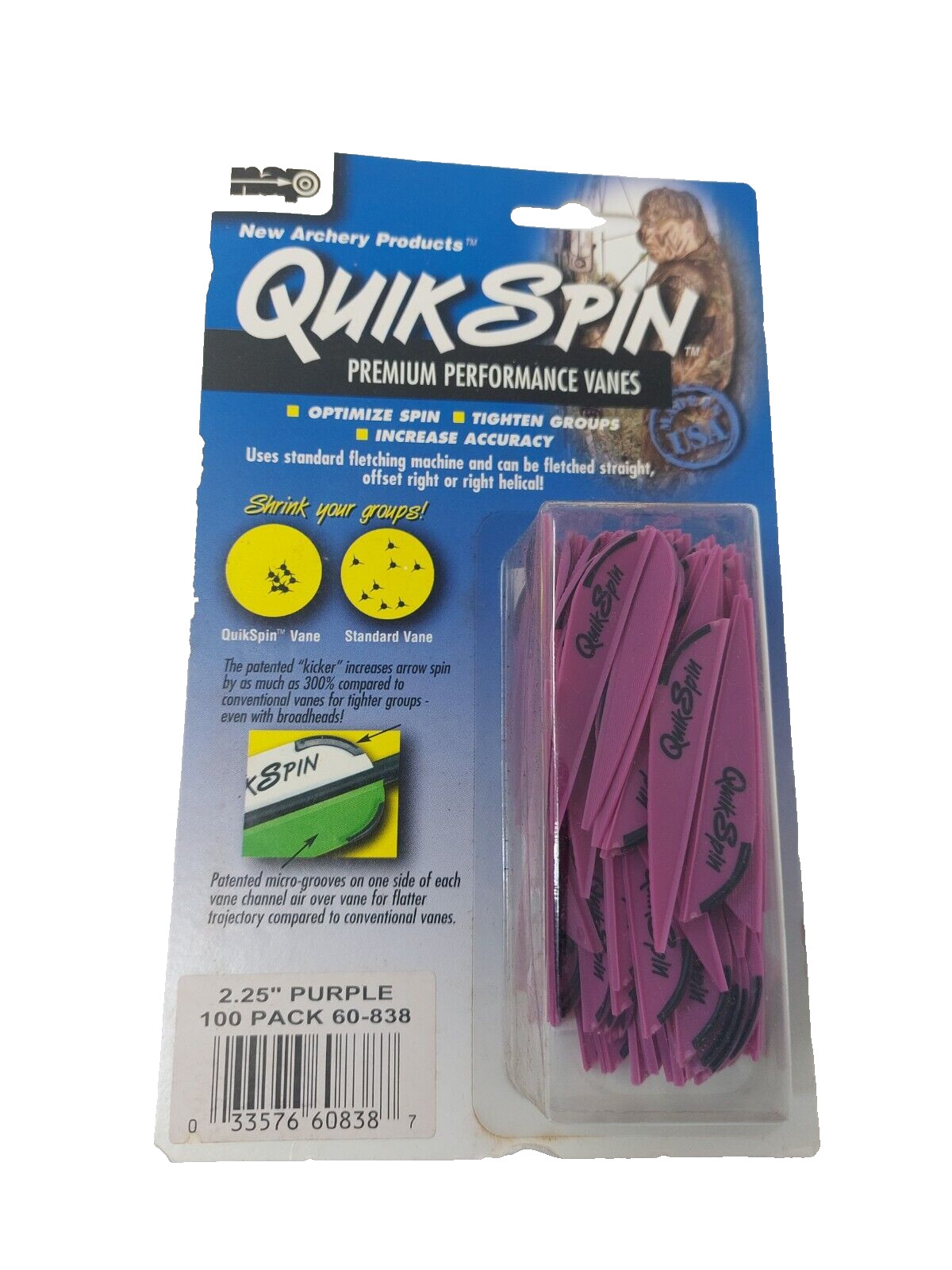 100 Pack NAP Quik Spin 2.25" Premium Performance Archery Vanes: Purple 60-838