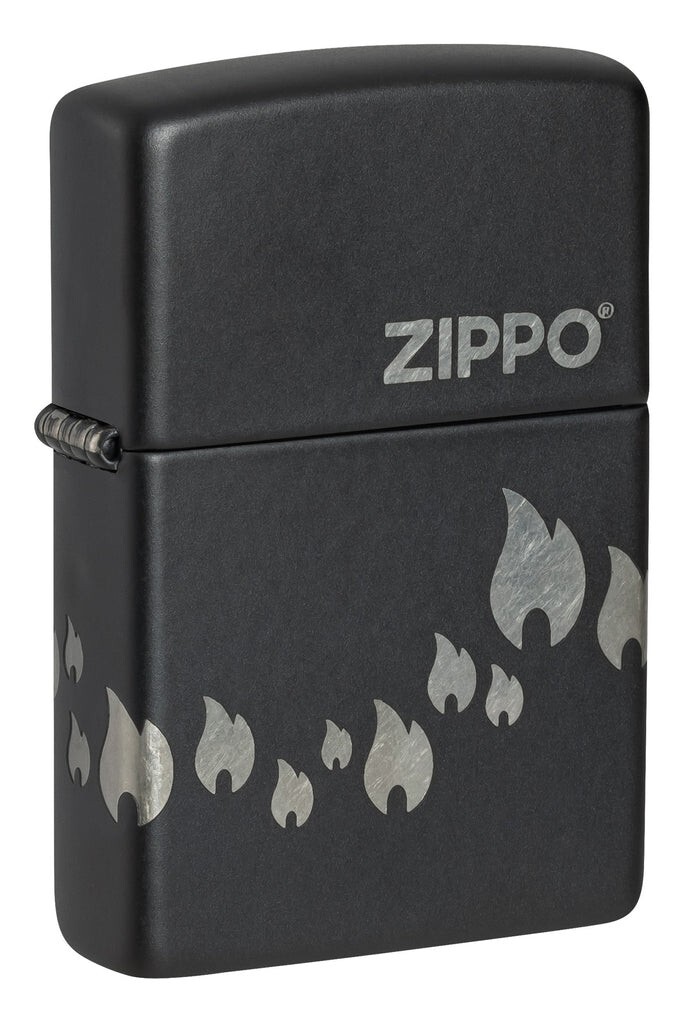 Zippo 48980, Zippo Flame Icon Design, Laser 360 Lighter, Black Matte,  NEW