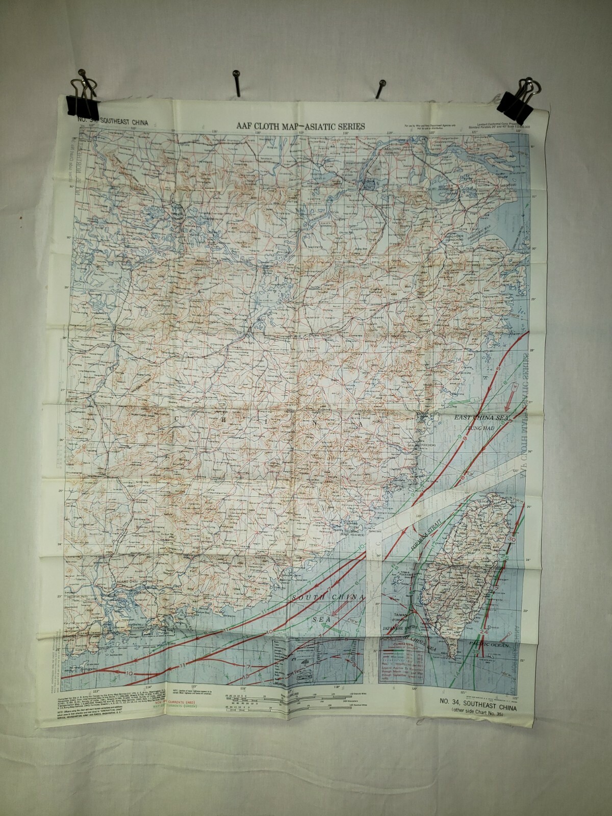 K1114 WW2 US Army Air Force AAR Silk Map South East China L3C