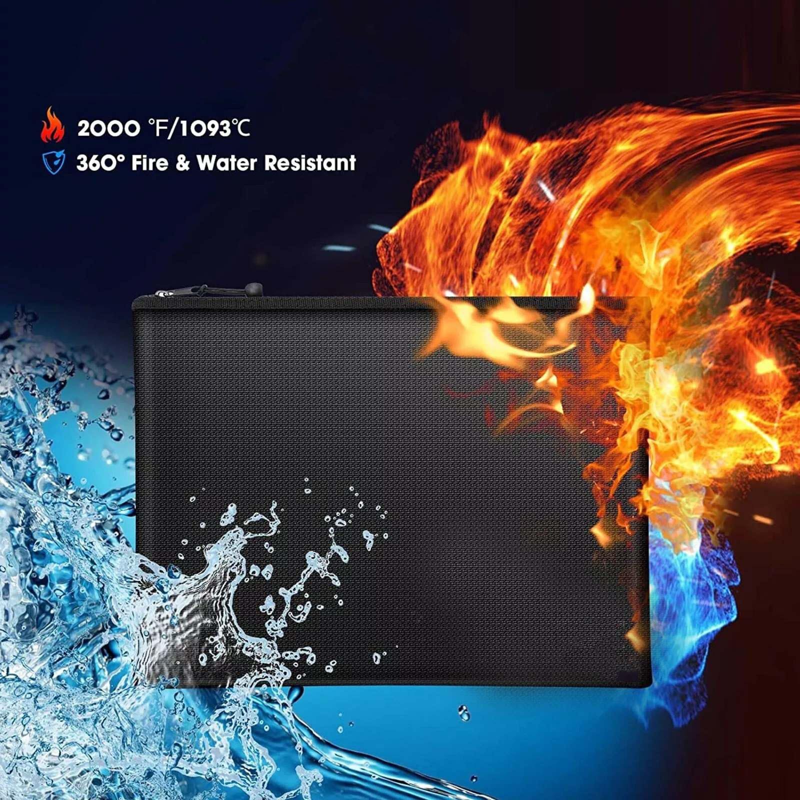 Portable Fireproof Waterproof Document Bags Envelope File Folder Cash Pouch