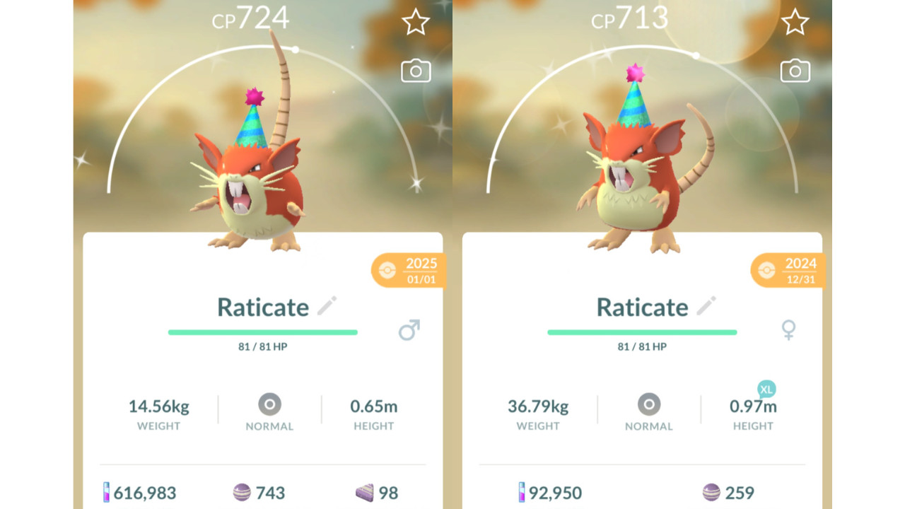🐀Shiny Raticate (Dazzling Rattikarl) Party Hat Pokemon GO🐀 Exchange or PTC