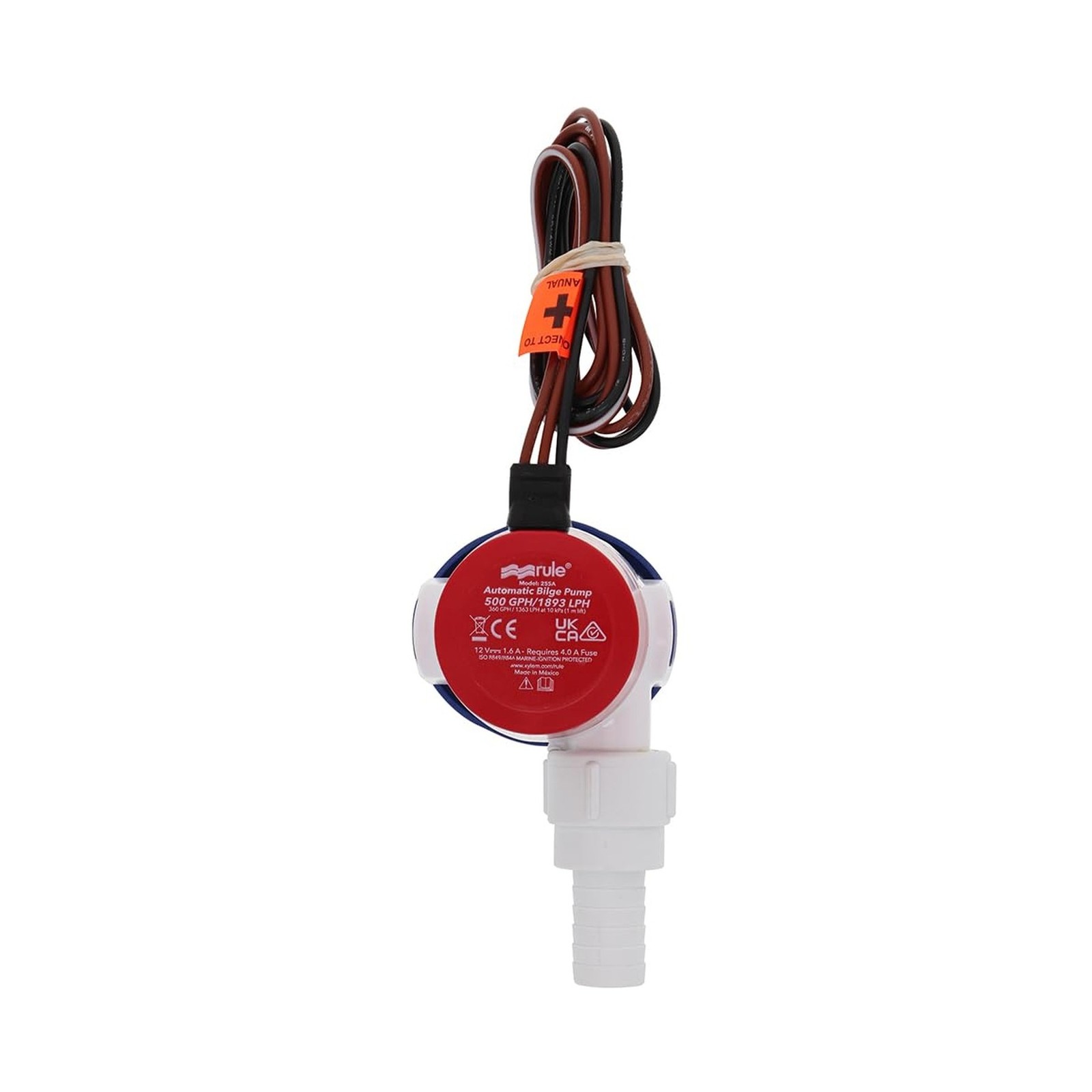 Rule 12V Automatic Bilge Pump - Fully Submersible - 500GPH Output - Easy Clea...