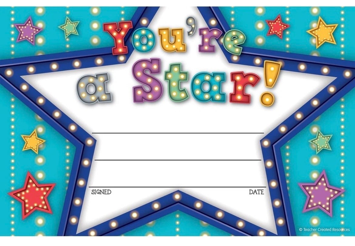 New Marquee You're a Star Award Certificates Teacher Created Resources-