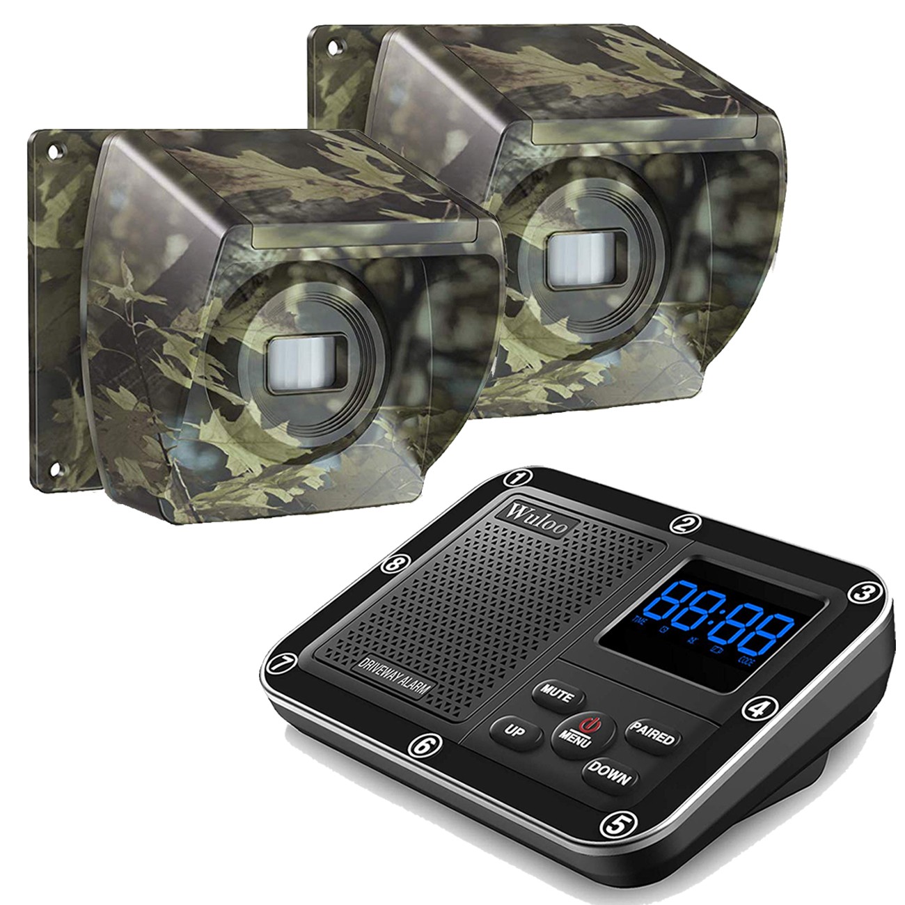 Wuloo 1800ft Battery Driveway Alarms Wireless Outdoor Waterproof Motion Sensor