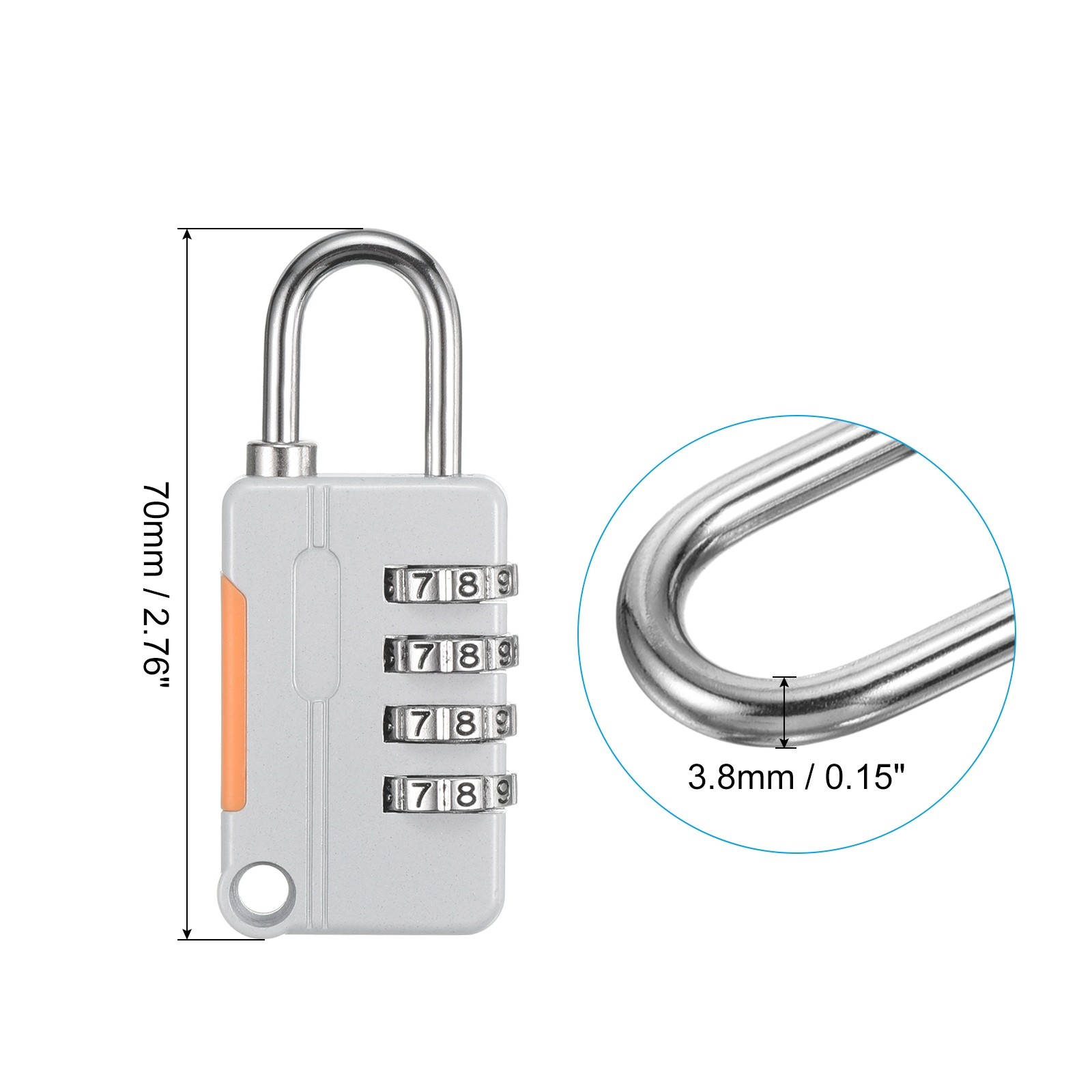 1Set 4 Digit Combination Lock 6.6ft Security Cable Padlock Lock Clear