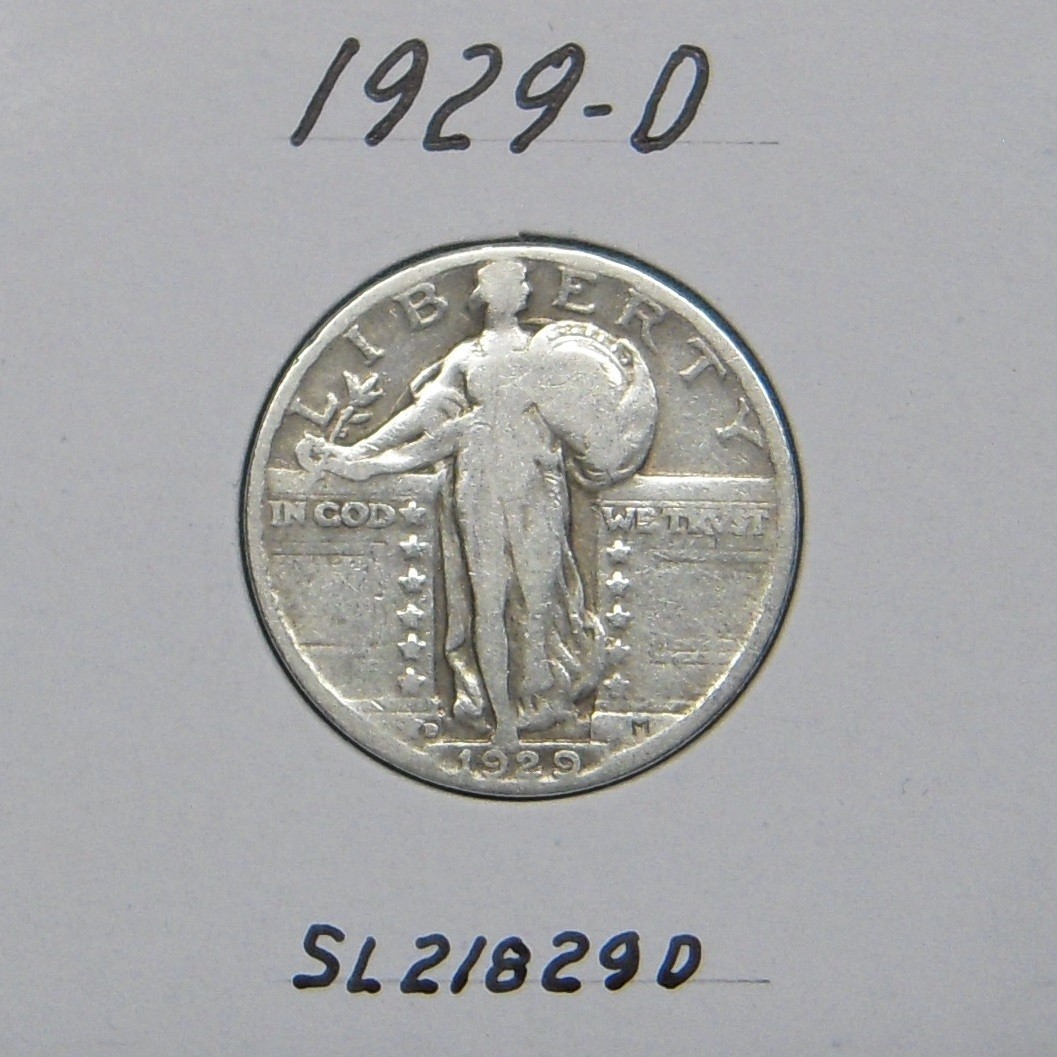 1929-D Standing Liberty quarter, 90% silver coin