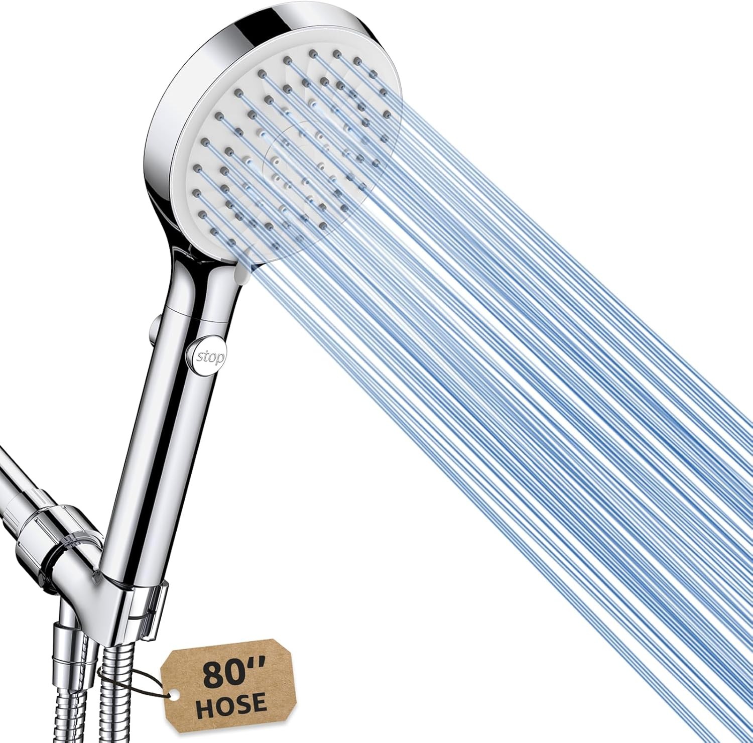 Pressure Handheld Shower Head with 80" Extra Long Stainless