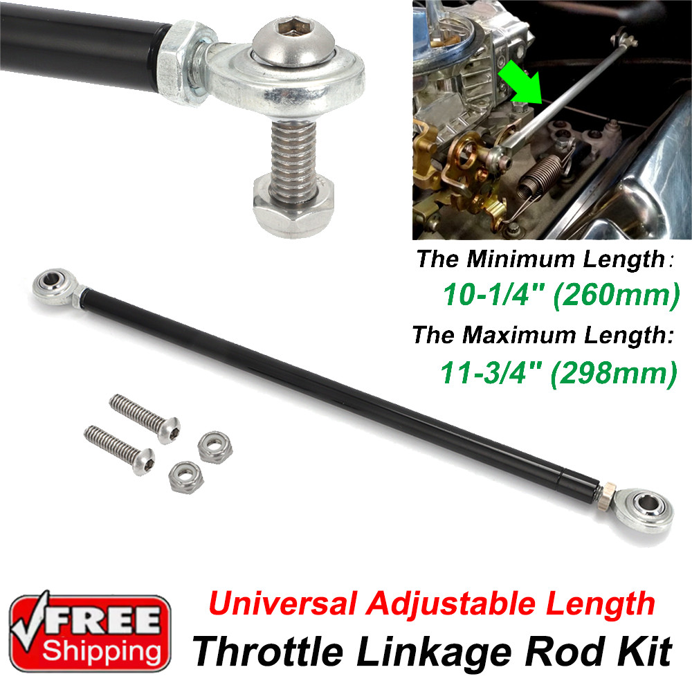 Universal Adjustable Length Throttle Linkage Rod w/ Nuts - up to 11-3/4" long
