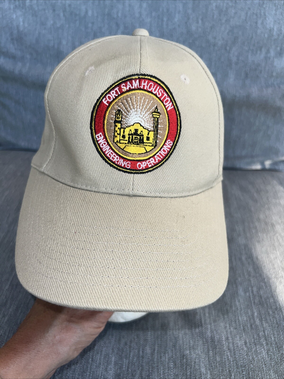 Fort Sam Houston Engineering Operations Patch on Tan Hat Cap Otto Brand EUC