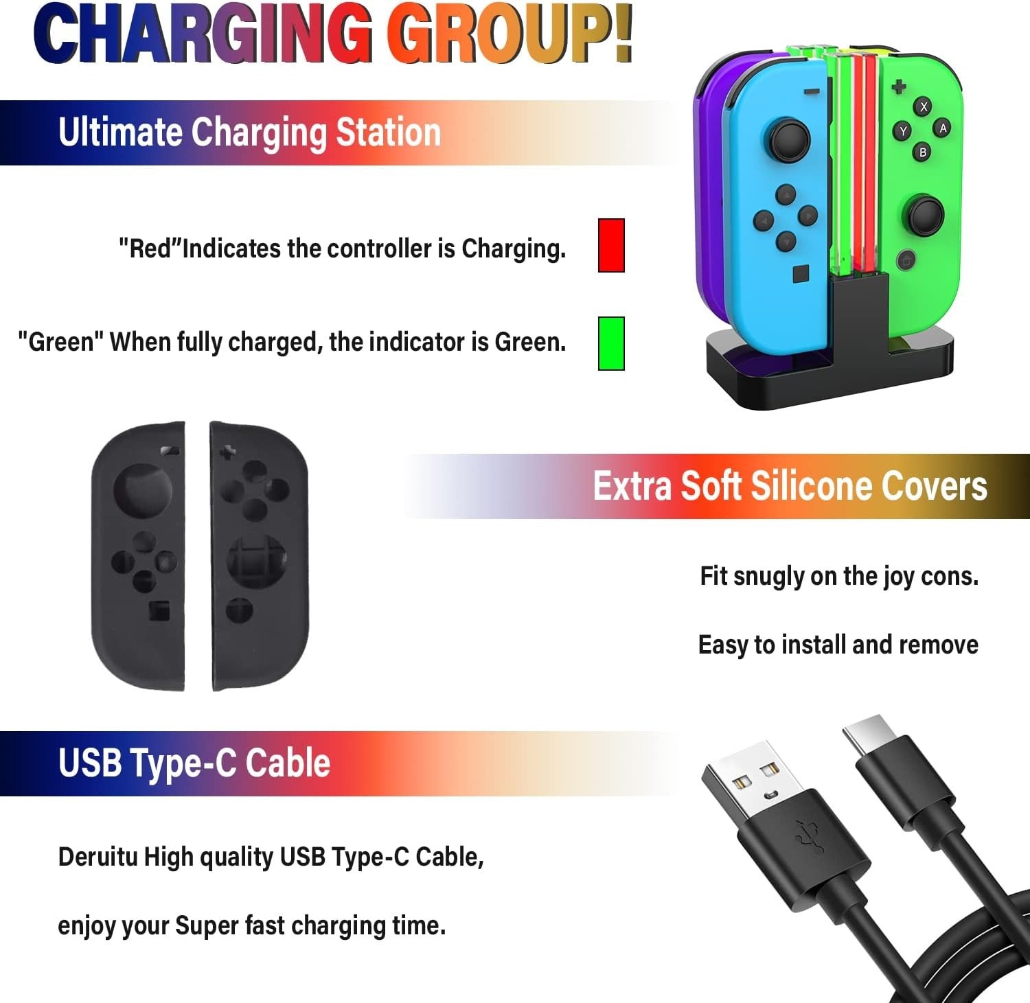 Deruitu Switch Accessories Bundle Compatible with Nintendo Switch