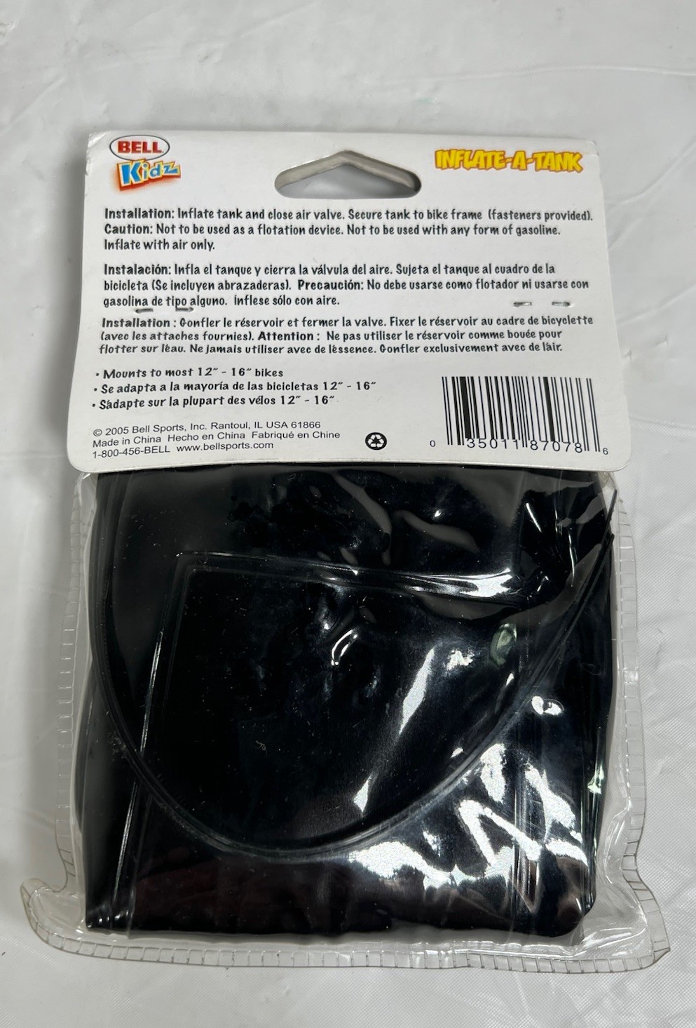 BELL KIDZ INFLATE A TANK Black For 12"-16" Bikes like MOTORCYCLE TANK NEW. 2005