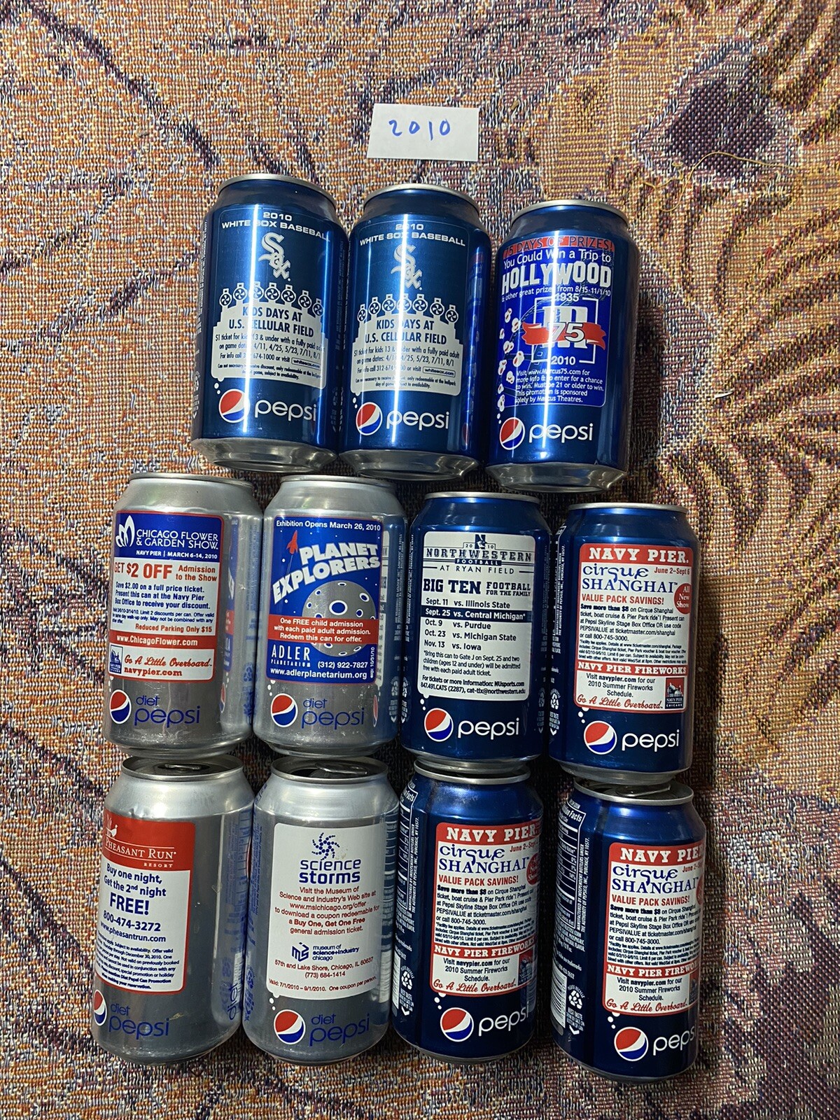 Pepsi Promotional & Commemorative soda pop cans from 2010 (sold Separately)