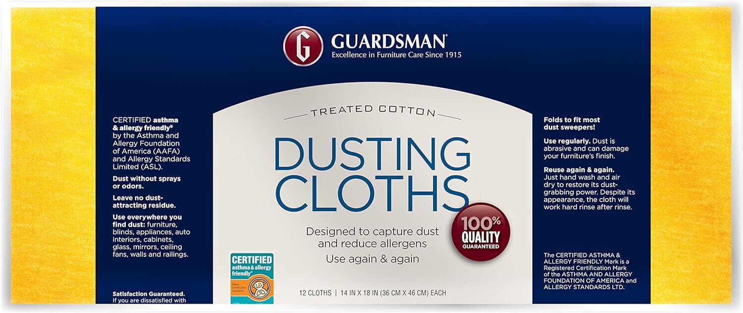 Guardsman Ultimate Dusting Cloths 12 Pack Lint Free Reusable Soft Cotton Flannel