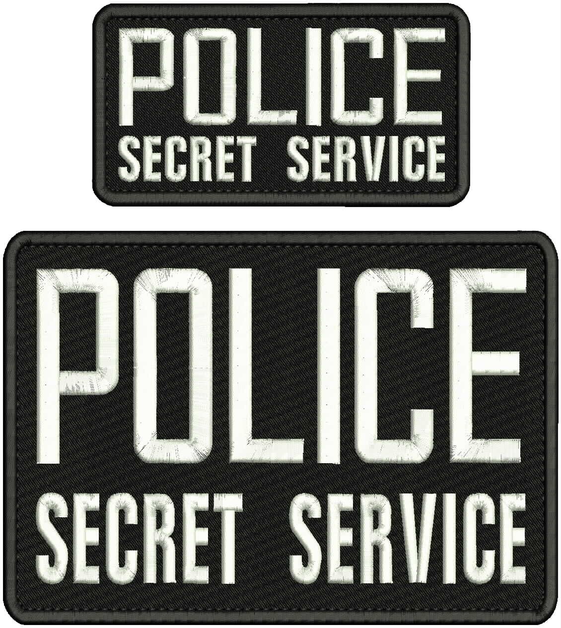 POLICE SECRET SERVICE embroidery patches 6x9 and 3x6 hook on back  ON WHITE
