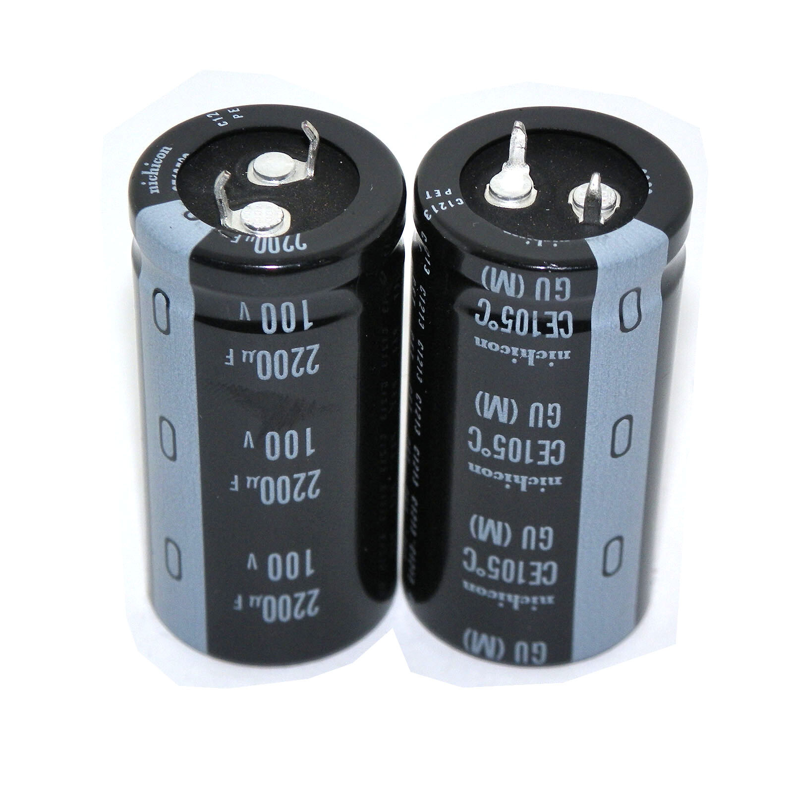 2X 2200UF 100V Electrolytic Capacitors 100V2200UF NICHICON GU  25X50mm