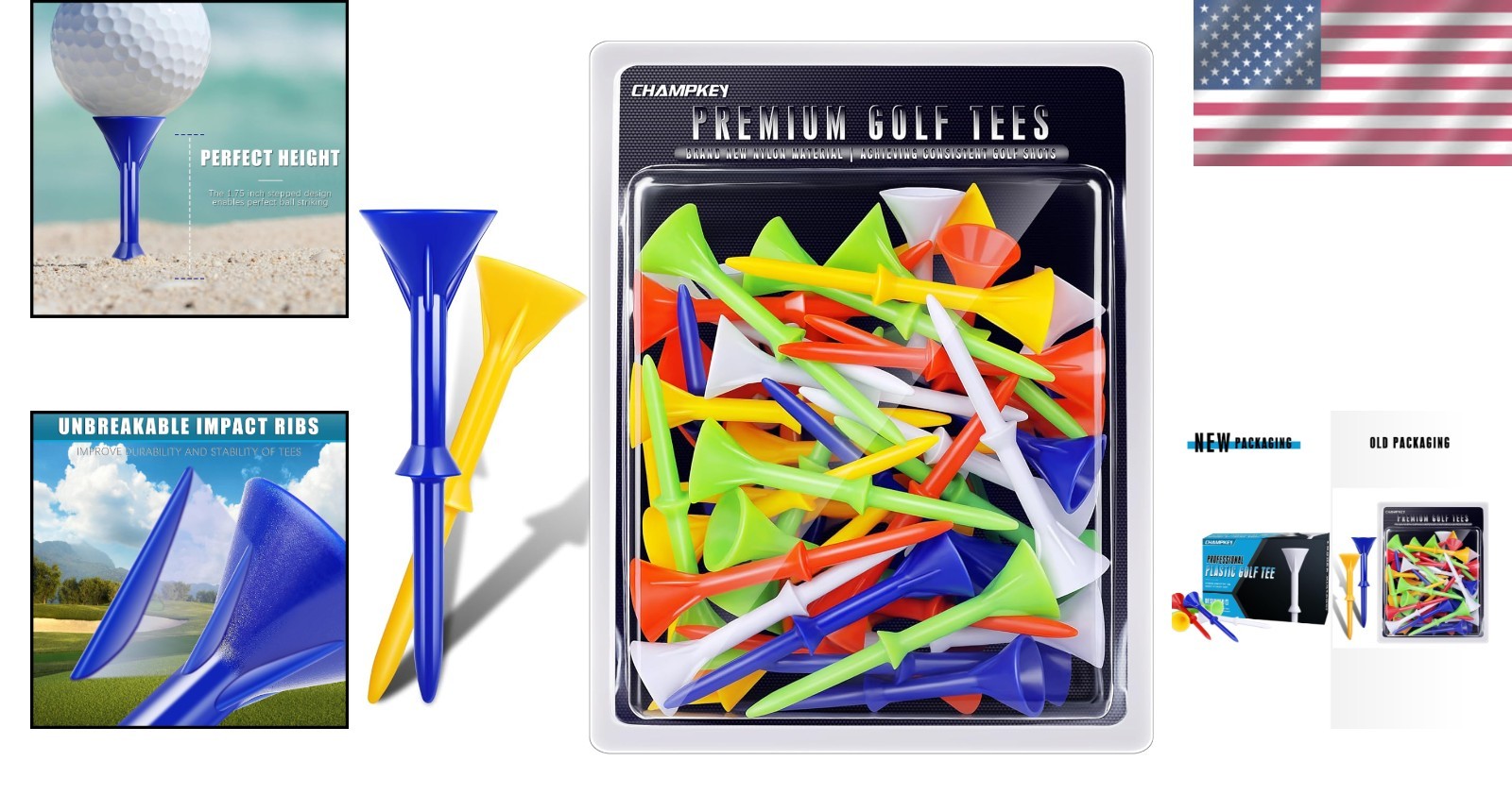 3-1/4" Plastic Golf Tees - Unmatched Durability & Stability (25/50 Pack)