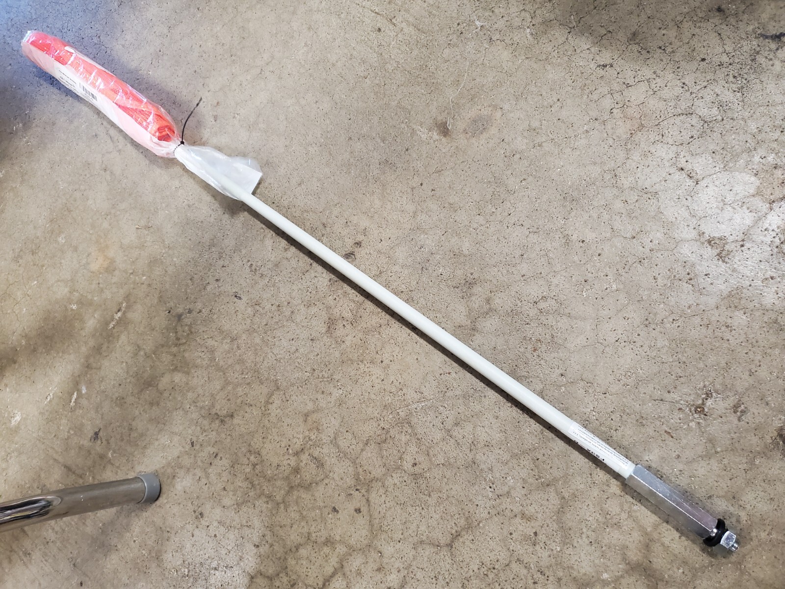 Heavy Duty 3' Warning Whip, Orange Safety Flag, Hex base, Threaded Base.