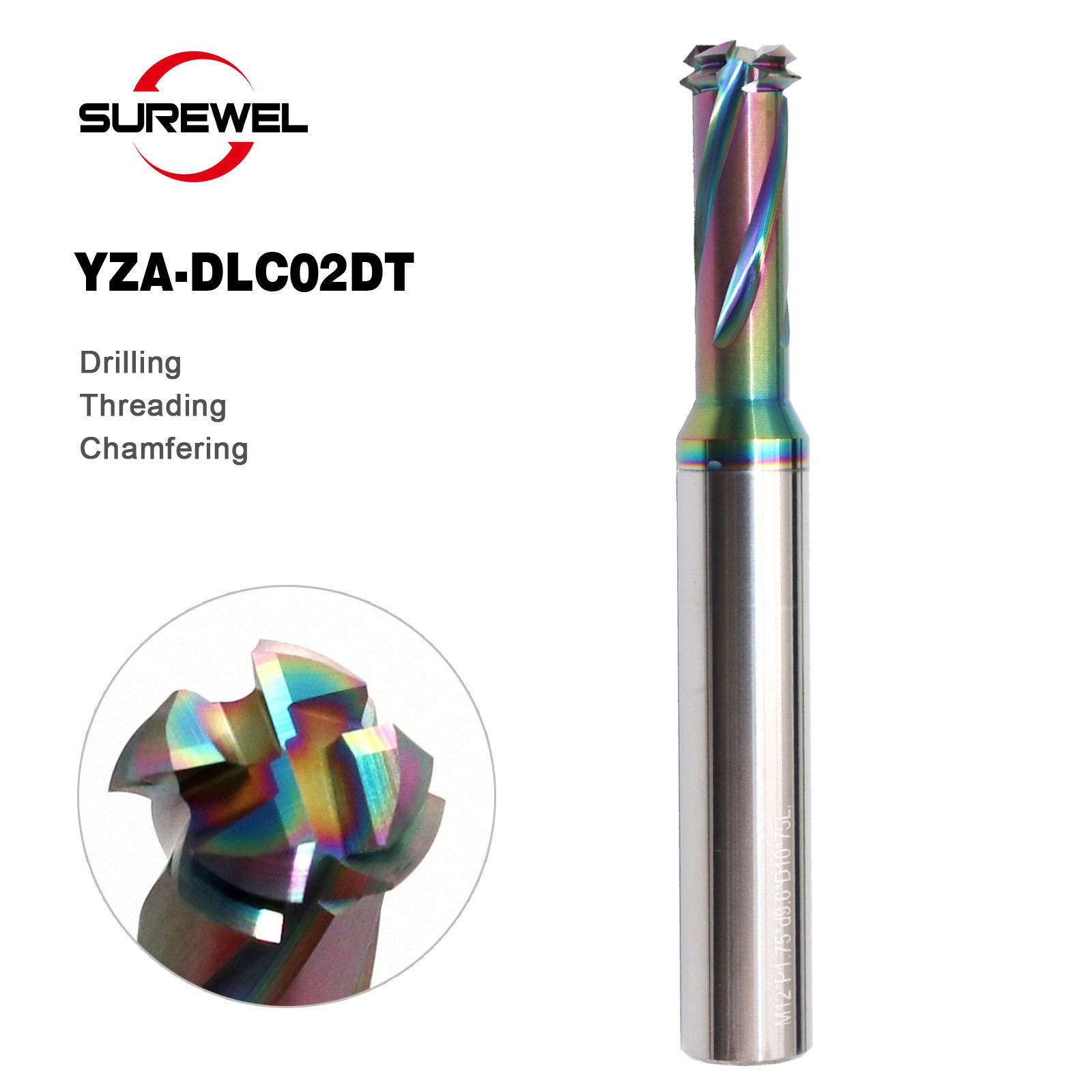 Multifunctional 3 in 1 thread milling cutter M1.6-M12 CNC Carbide End Mill Tools