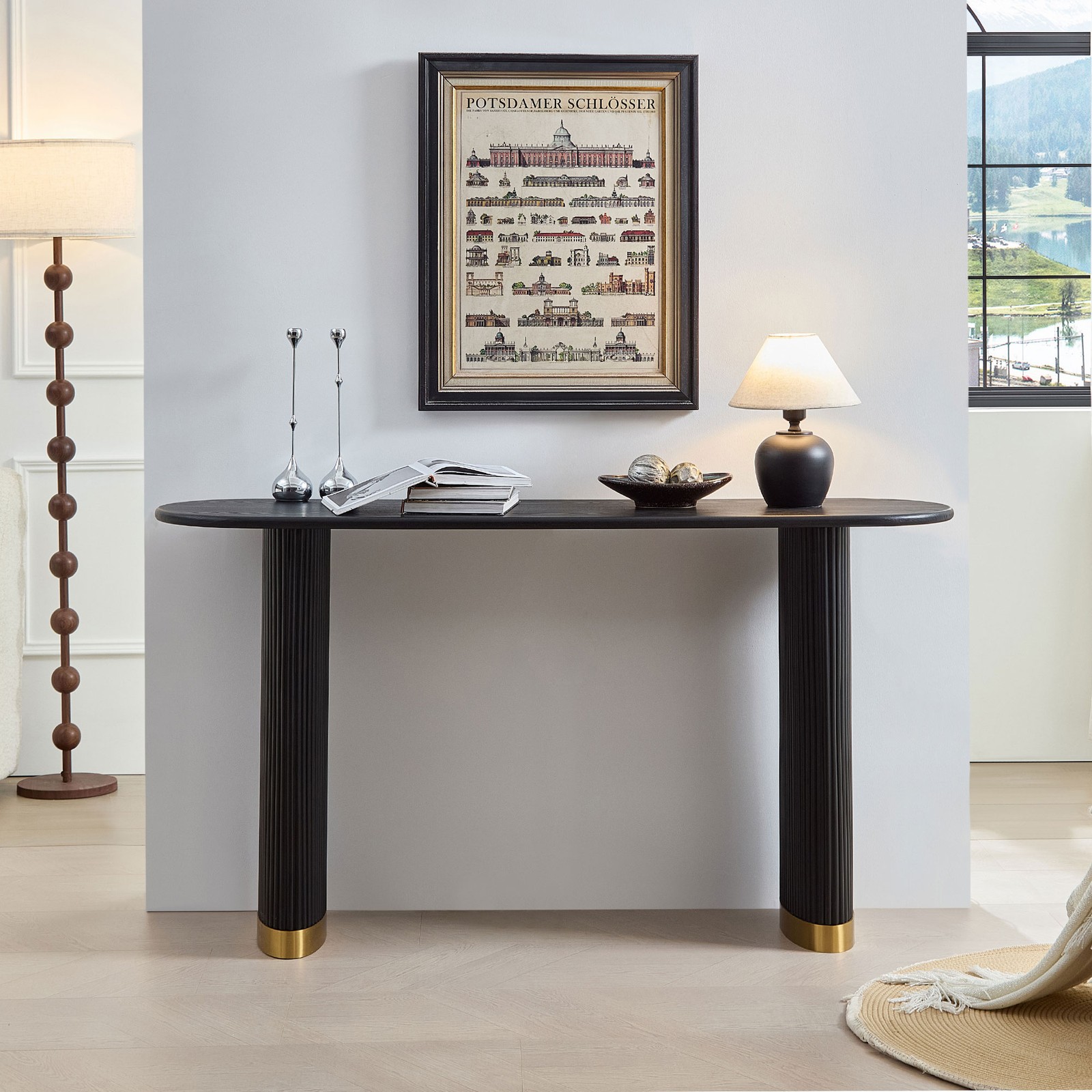 Length 59.1 Inch Entryway Table for Living Room,Narrow Console Table with Uniq