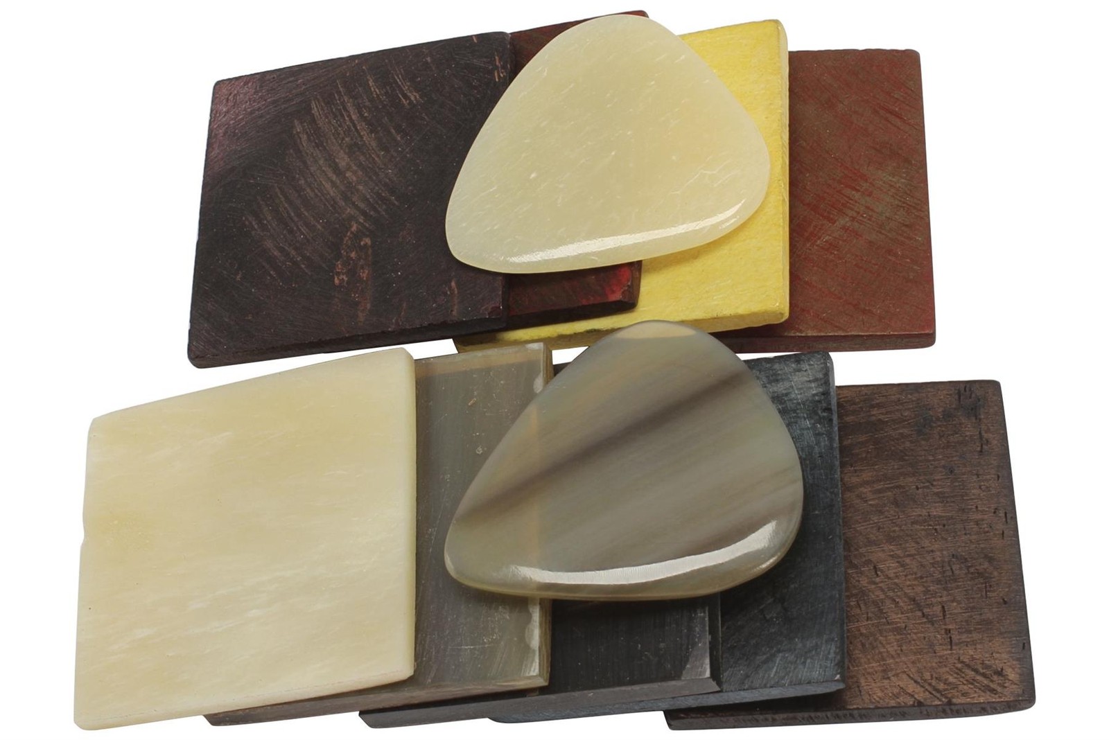 Bone and Horn Guitar Pick Blanks -  9 pcs Assortment