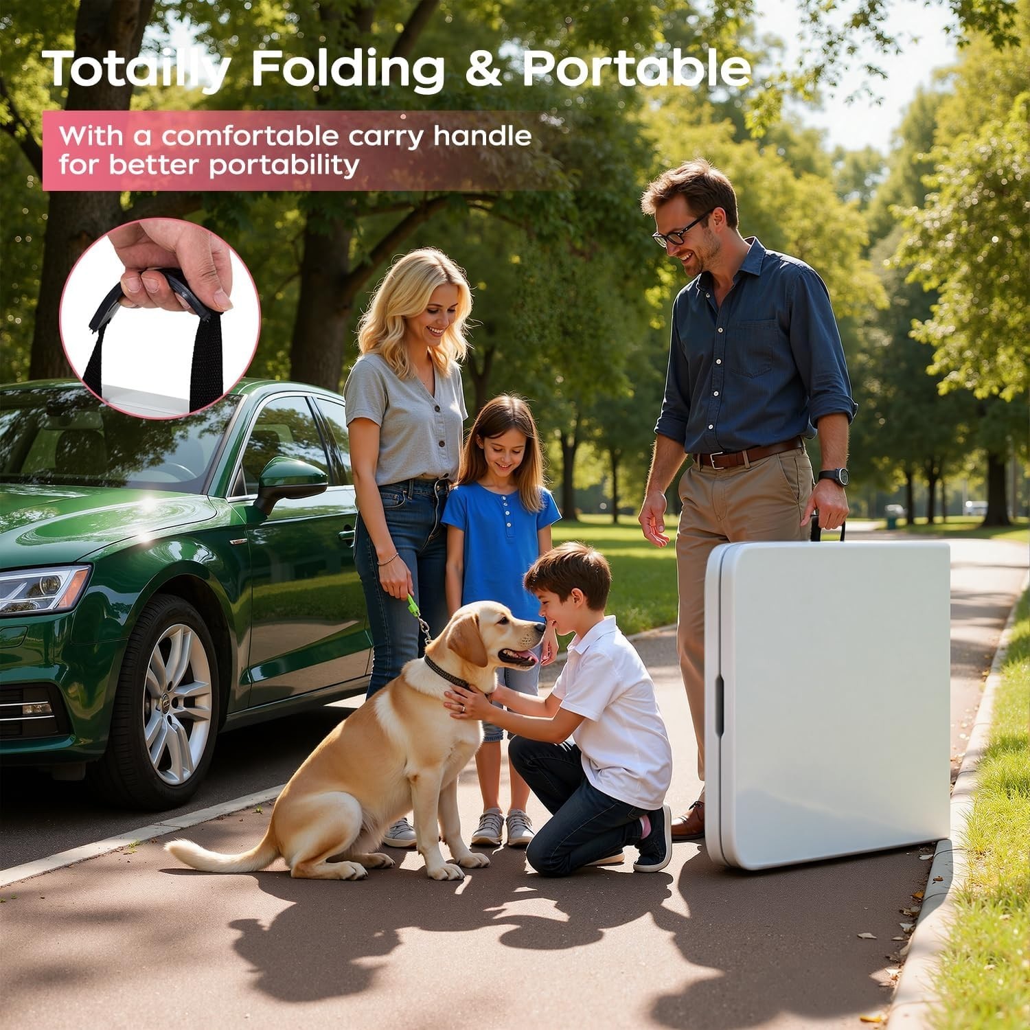 Multi-Purpose 8FT Folding Table for Parties & BBQ - Durable with Carry Handle