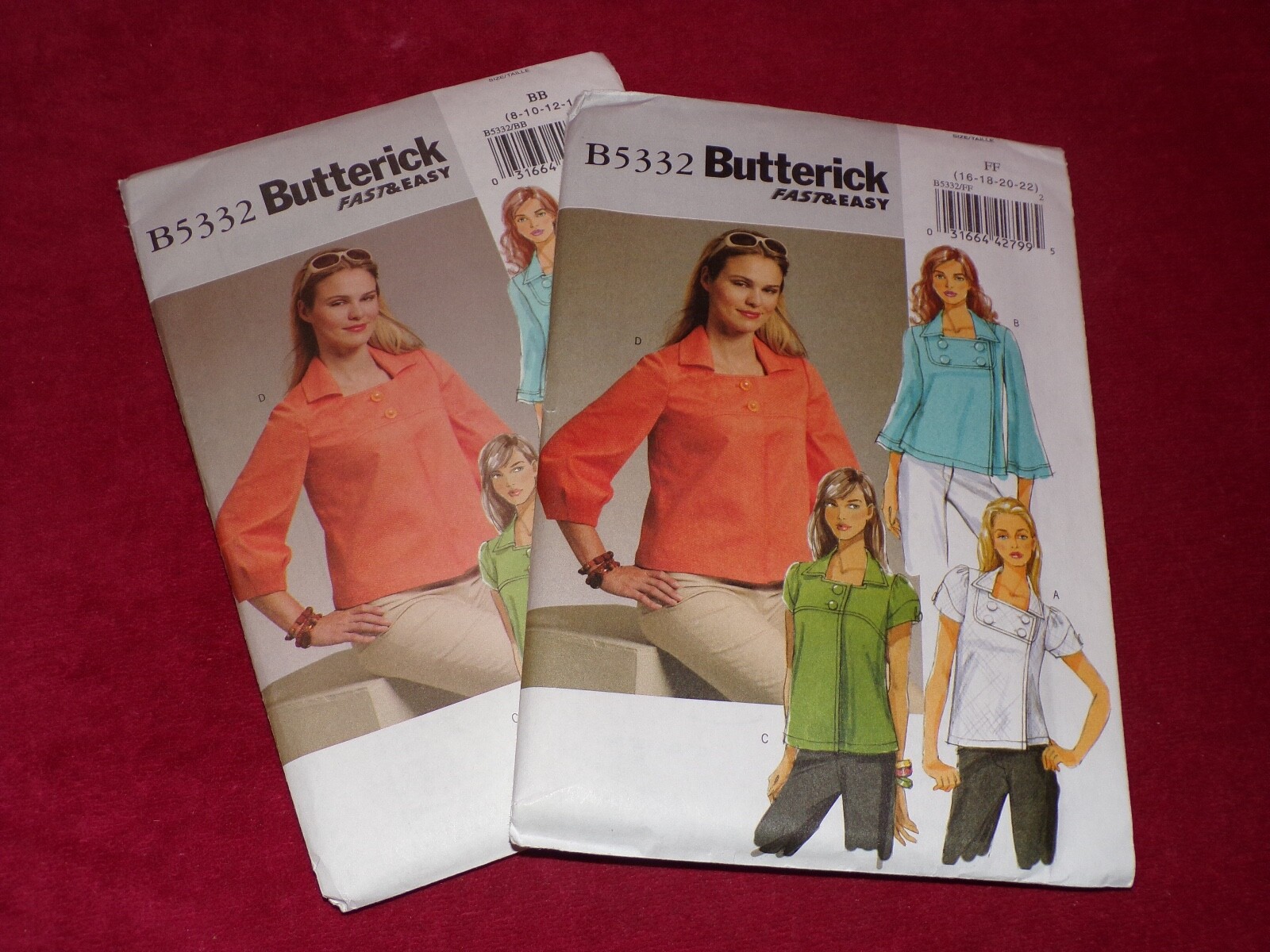 🦋 BUTTERICK #B5332 - LADIES LOOSE FITTING BELOW WAIST JACKET PATTERN  8-22 FF