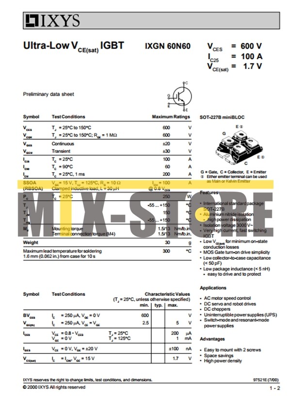 1PCS Brand New Module IXYS IXGN60N60 Quality Assurance 100%