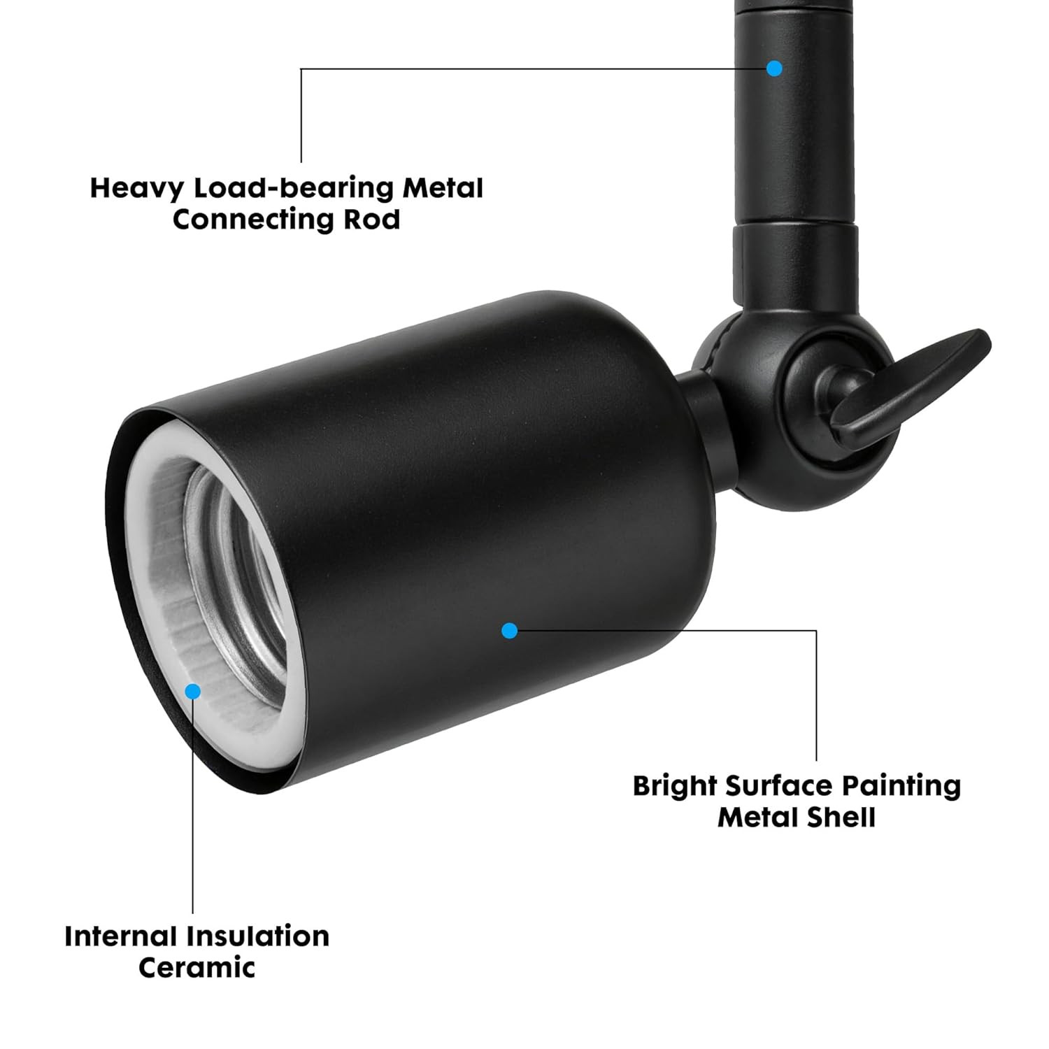 2-Pack Heavy Duty Light Socket Extender, 360° Adjustable E26/E27 Extension Adapt