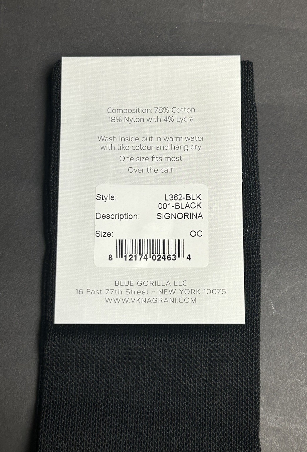 VK Nagrani Men's Dress Socks Over The Calf L362 BLACK SIGNORINA