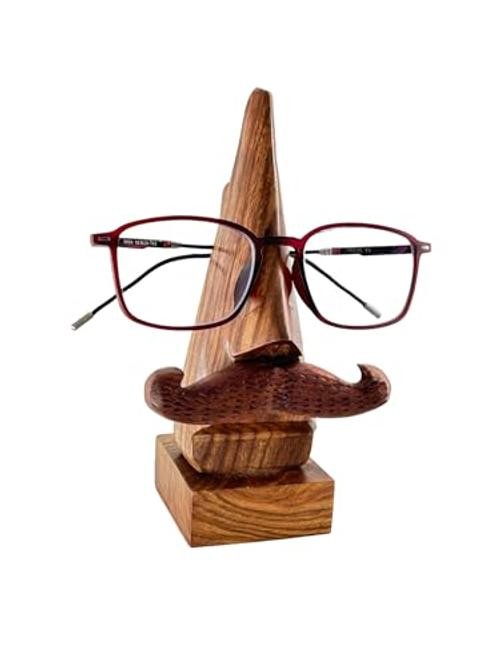 Handcrafted Wooden Spectacle Eyeglasses Holder Classic Nose Shaped Eyewear