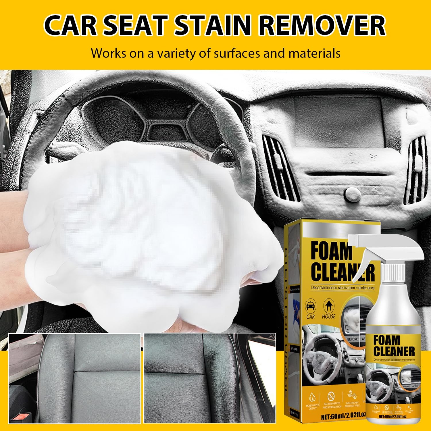 2PCS Multi-Purpose Foam Cleaner, 2024 New All Around Master Foam Cleaner, Car...