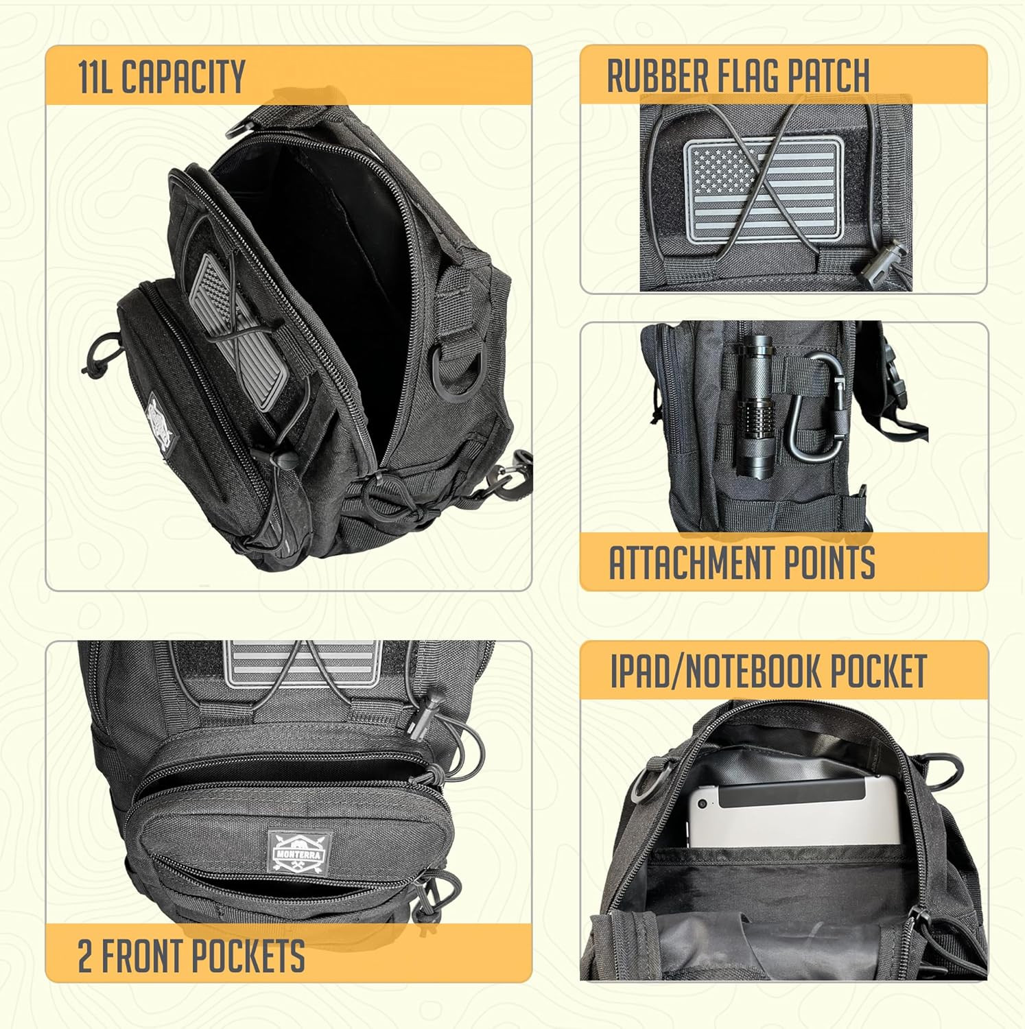 Tactical Shoulder Sling Bag for EDC, Crossbody, Outdoor Sports Gear and Equip...