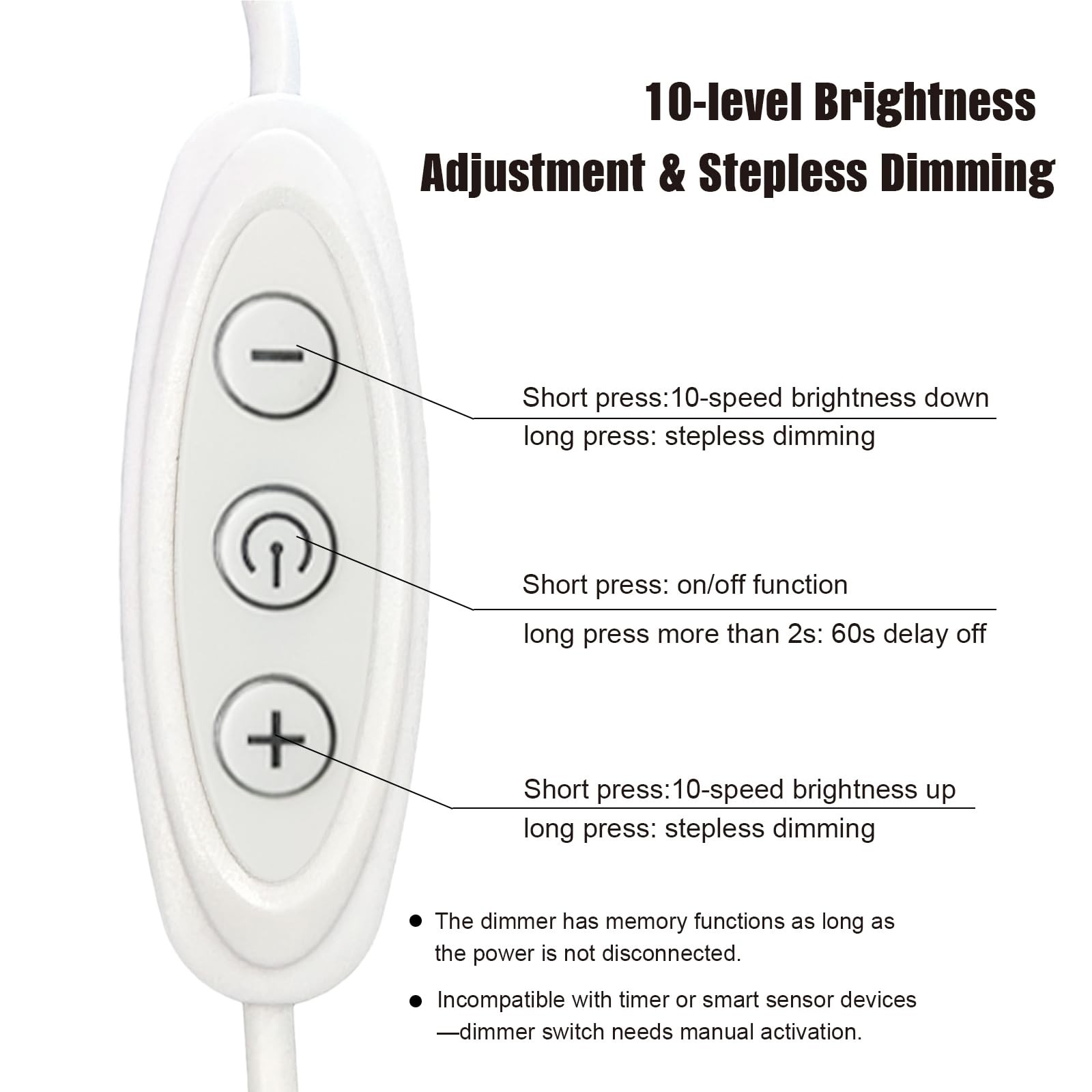 LED Strip Lights 6ft Warm White 2700K with USB Dimmer Switch